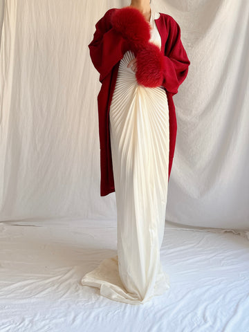 Vintage Wool Fox Fur Coat - M