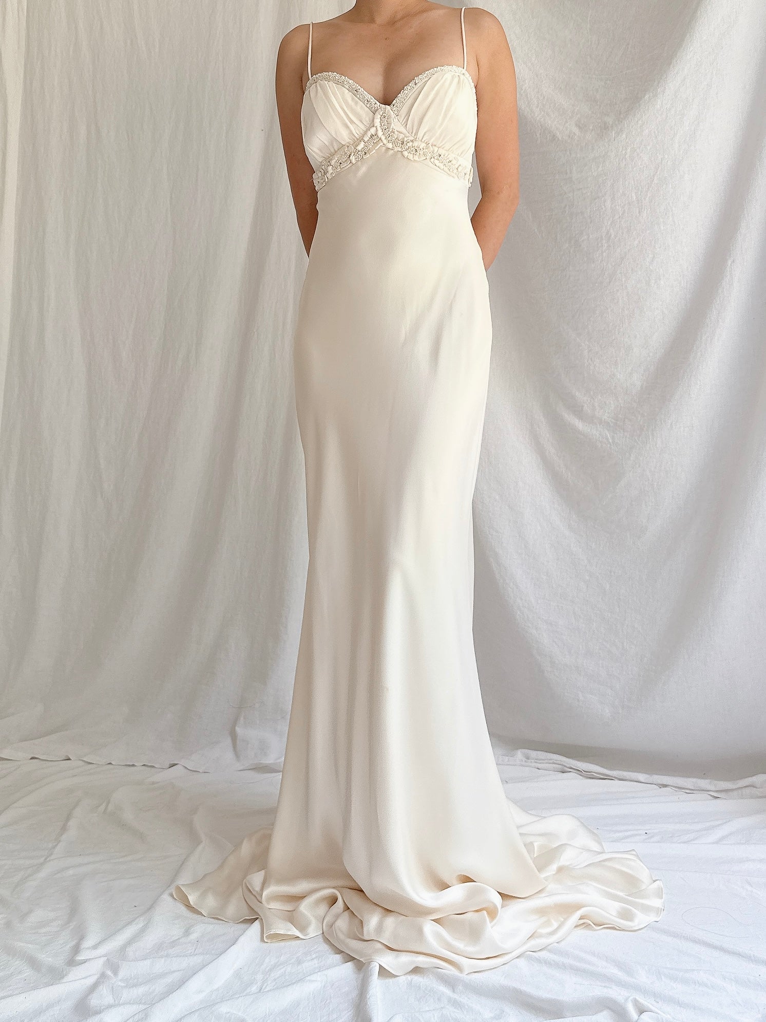 Vintage Silk Charmeuse Gown - XS/2-4