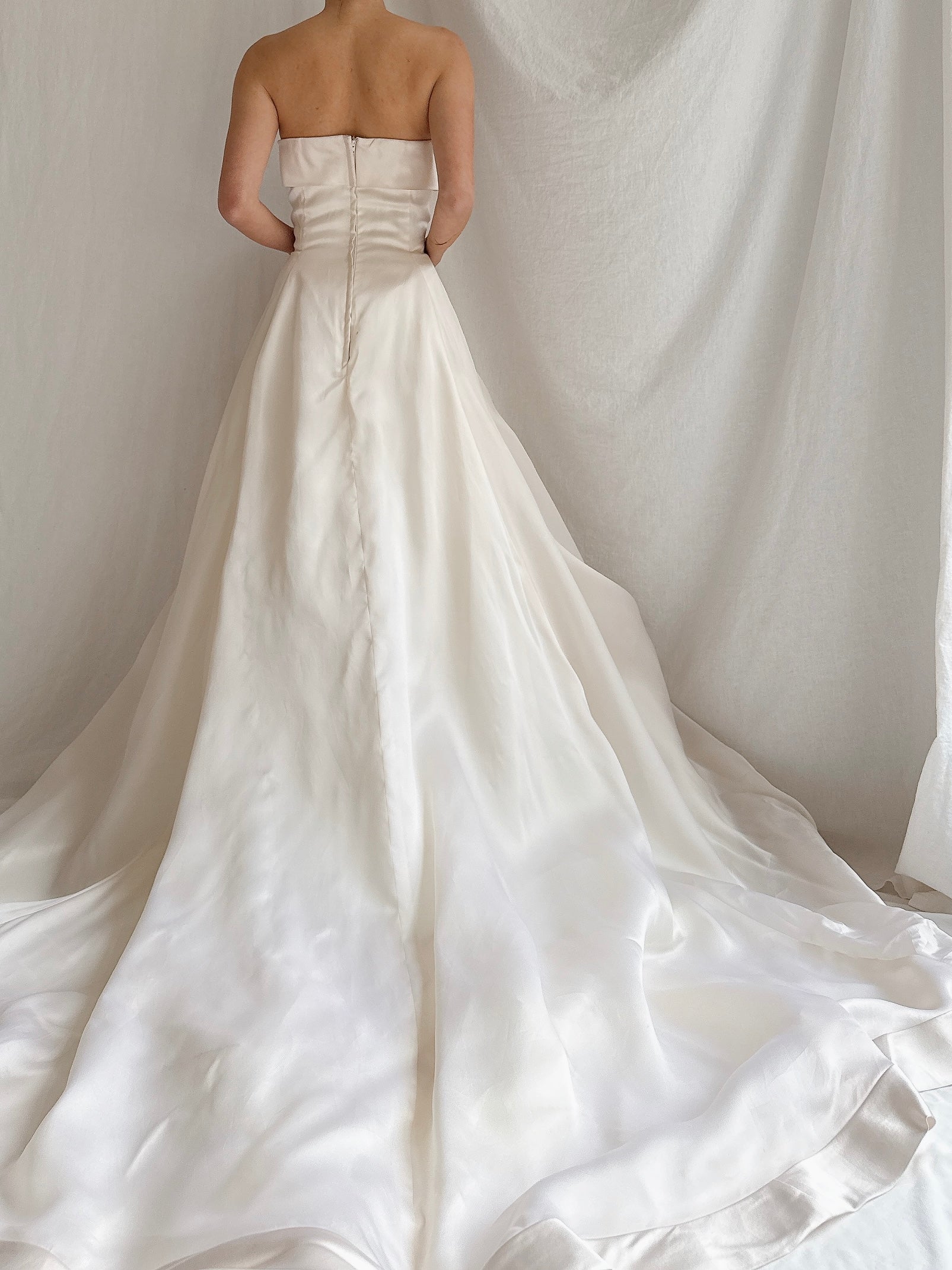 Vintage Silk Organza Strapless Gown
