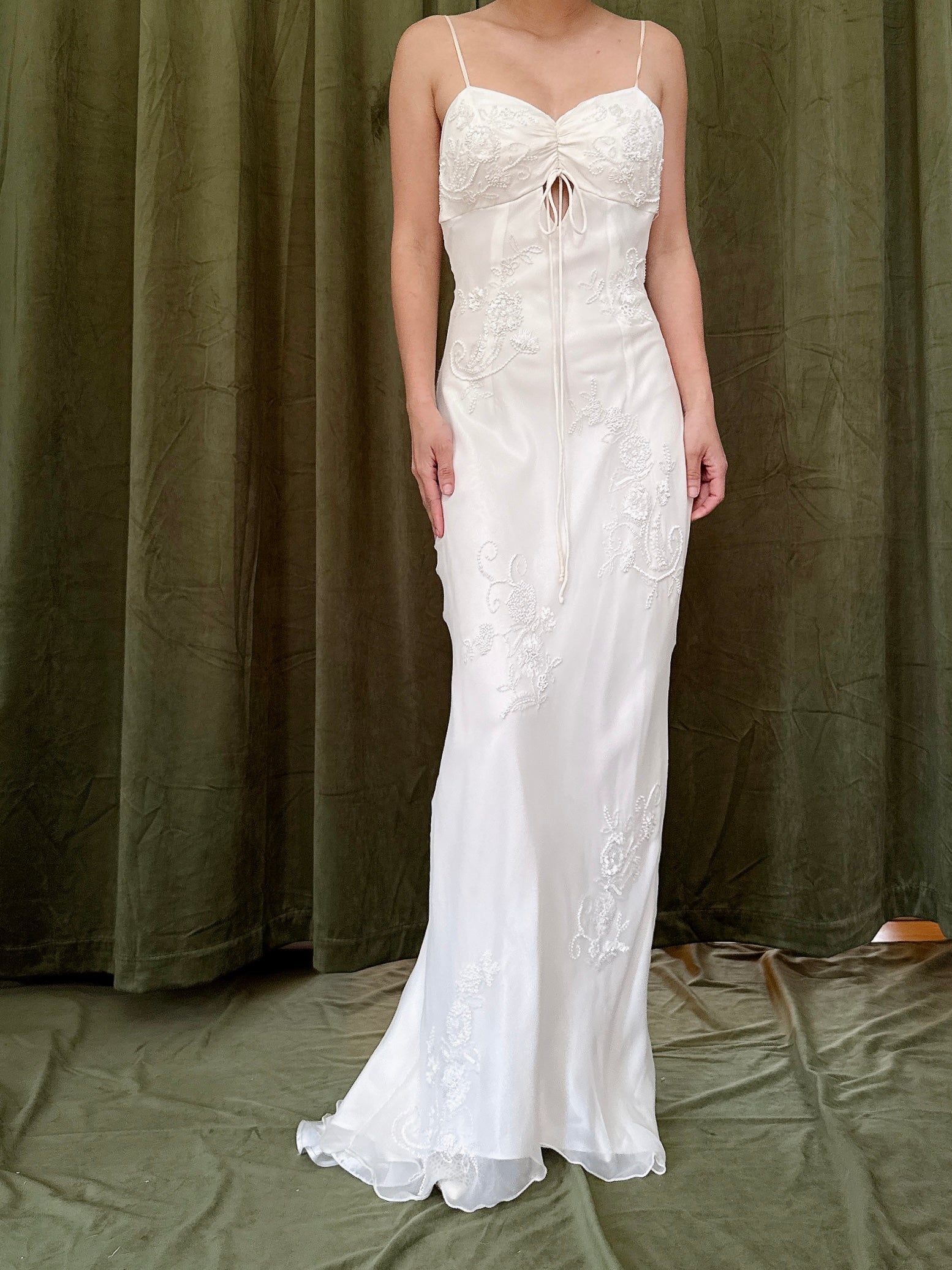 Vintage Silk Chiffon Beaded Gown - Size 2/4