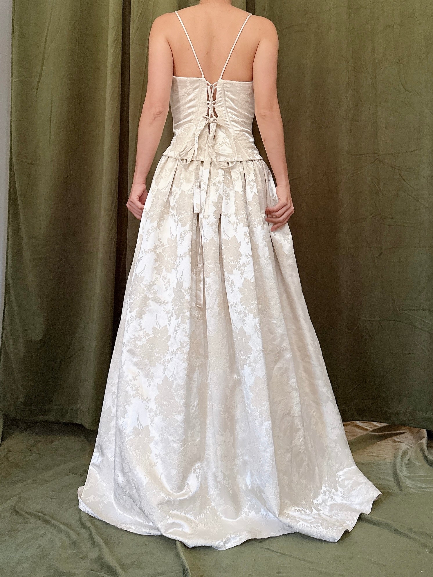 Vintage Jacquard Satin Dress - S/M