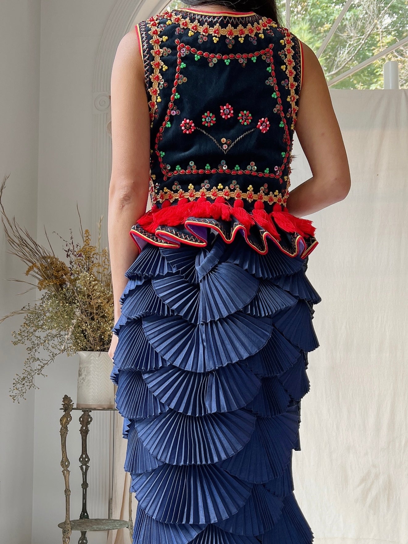 Vintage Polish Beaded Tassel Corset - S/M