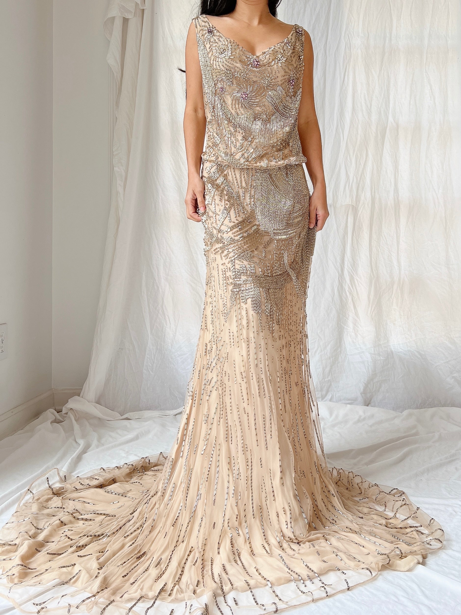 Vintage Silk Crochet Dress - S