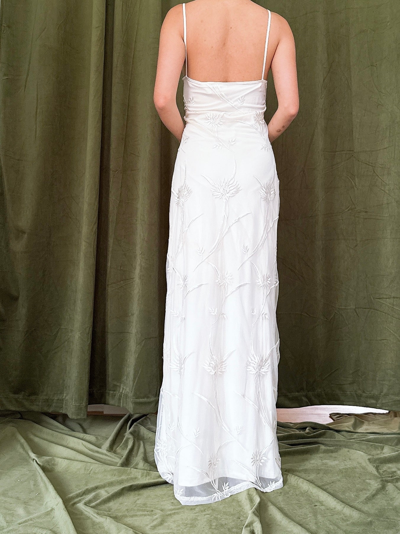 Vintage Tulle Embroidered Slip Dress - M