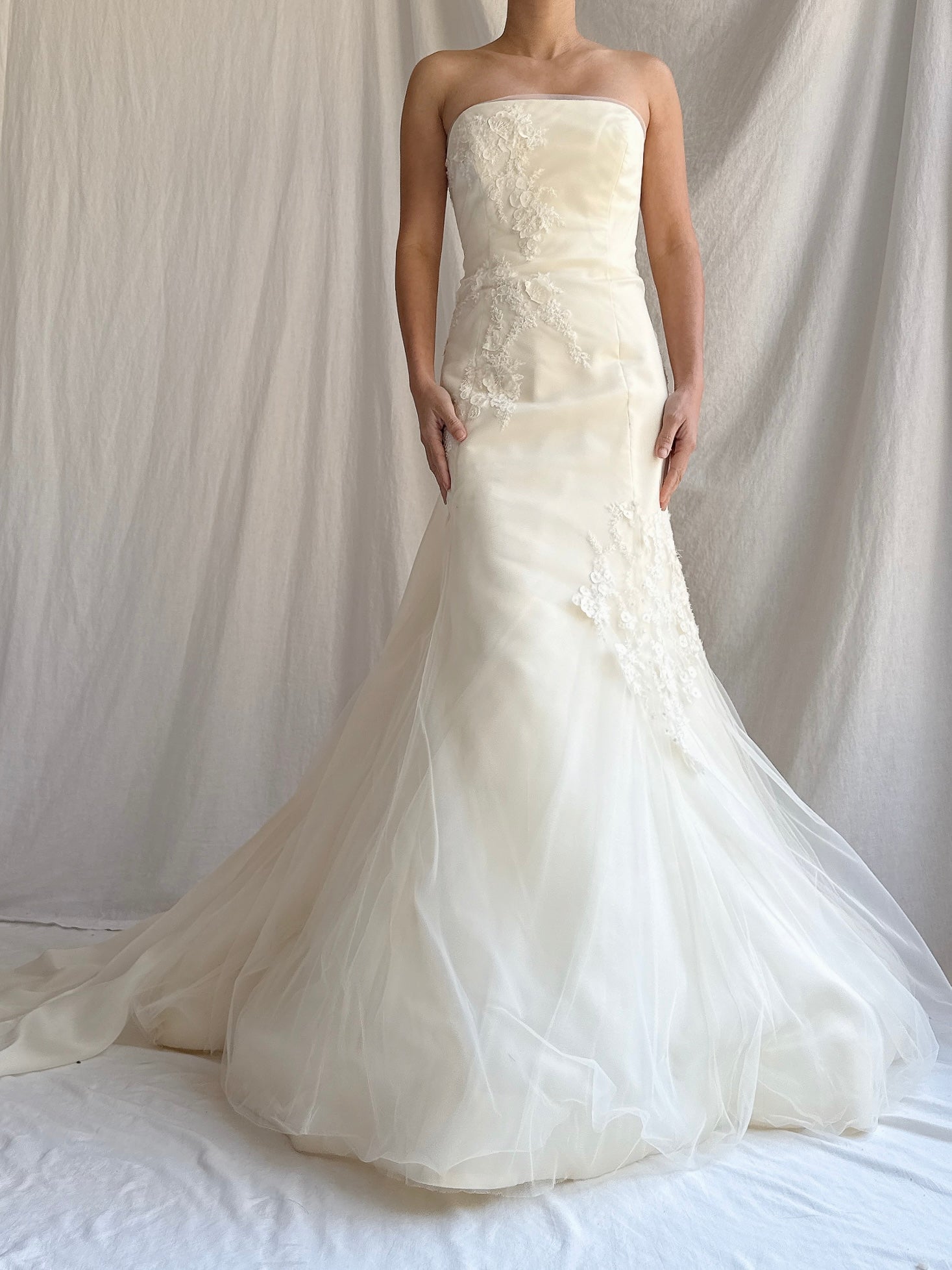 Vintage Vera Wang Silk Strapless Tulle Gown - S/4