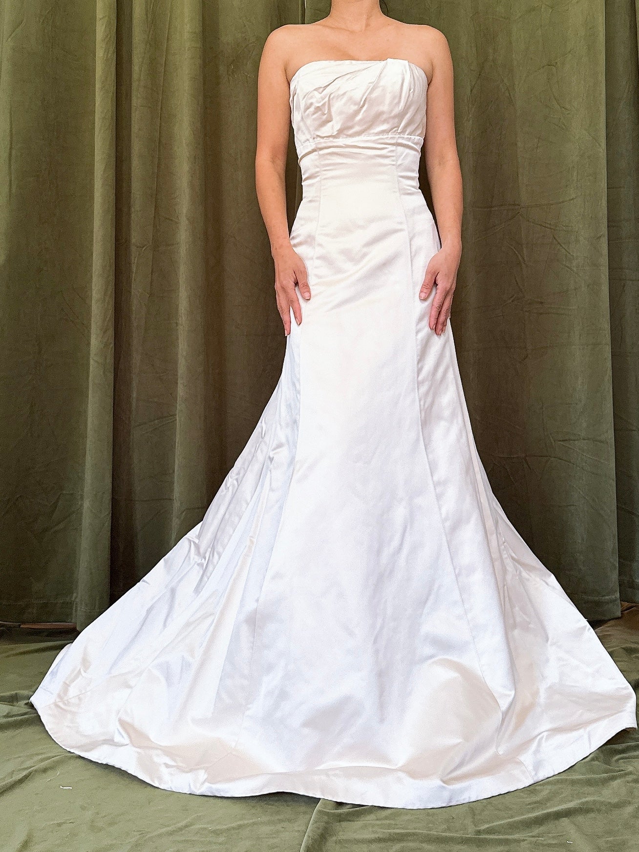 Pleated Bust Strapless Silk Gown - 34B/27W/40H/54L
