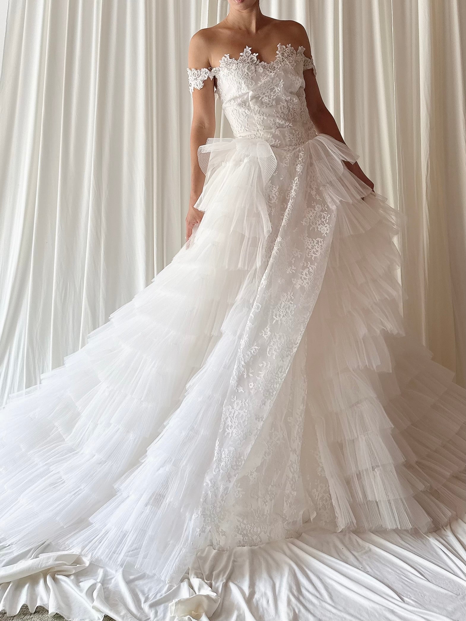 1950s Lace and Tulle Gown - S