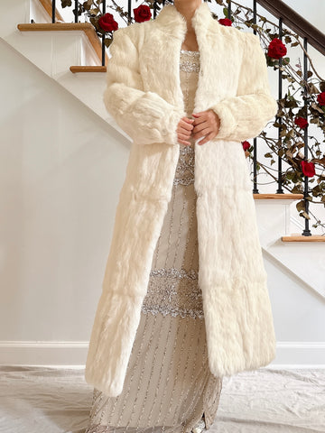 Vintage Hong Kong White Full Length Fur Coat - Size Small