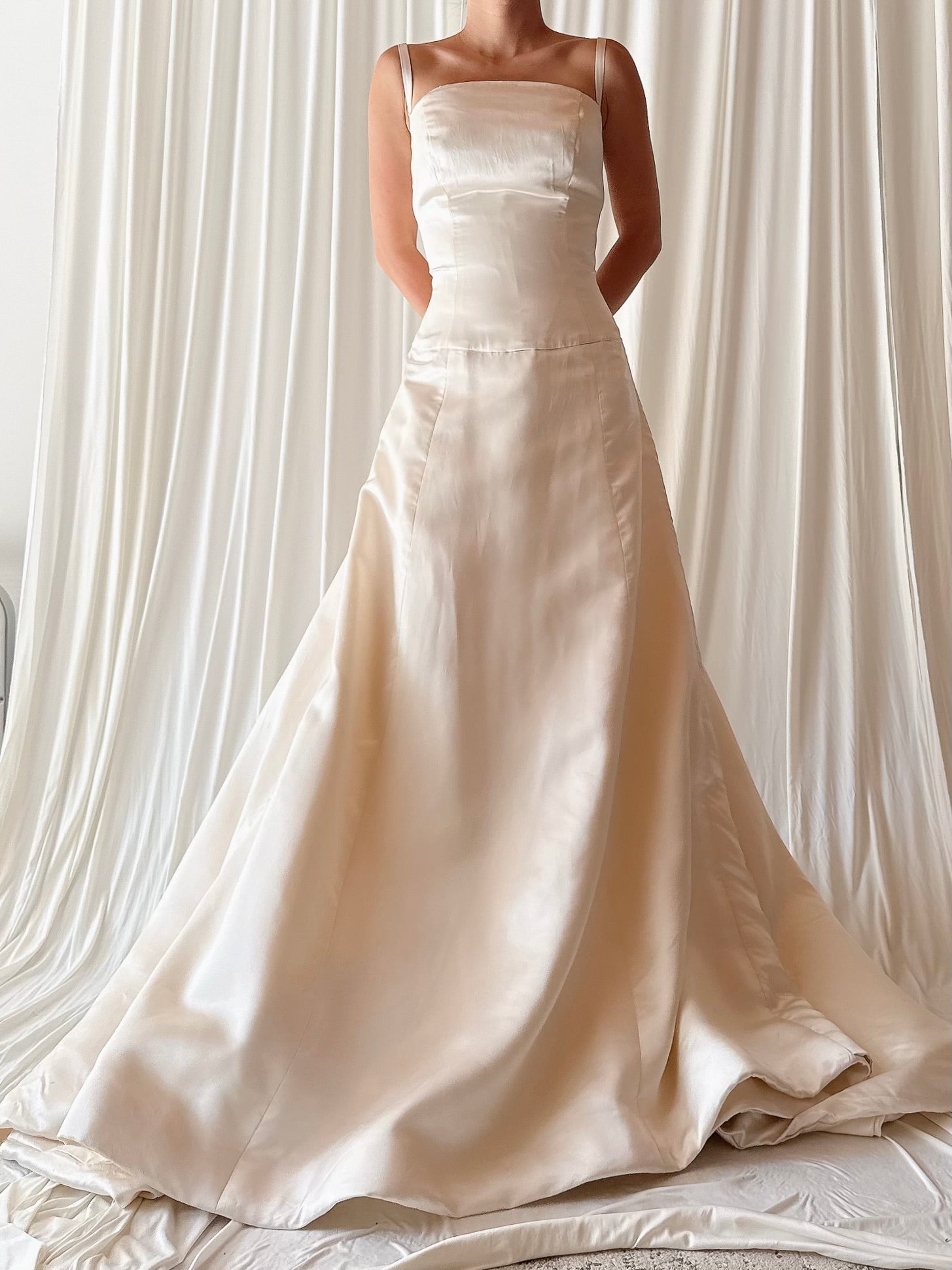 1990s Reem Acra Silk Satin Gown - M