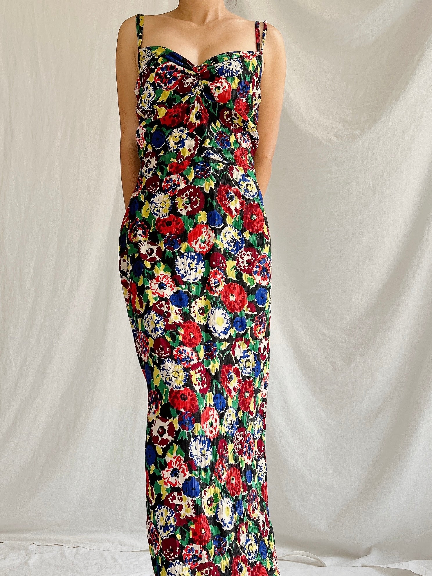 1930s Silk Floral Dress - S