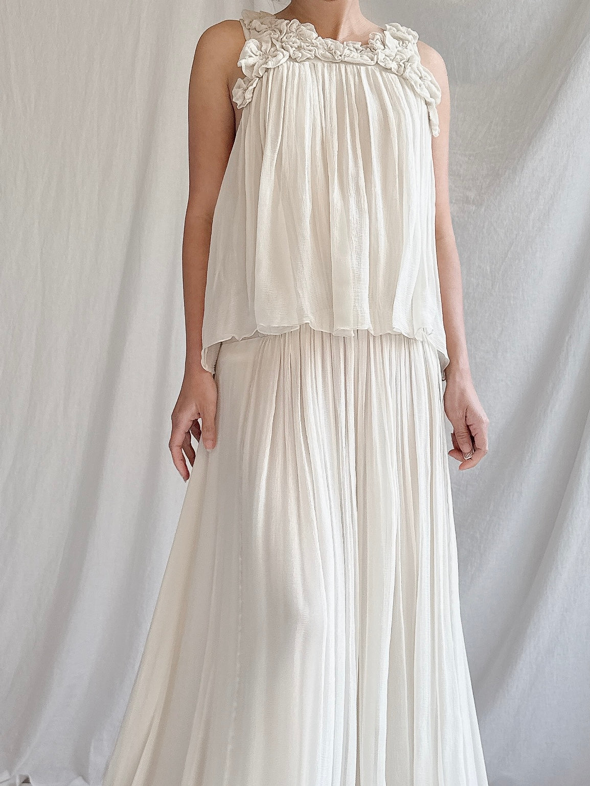 Vintage Chloe Oyster Silk Chiffon Gown - M