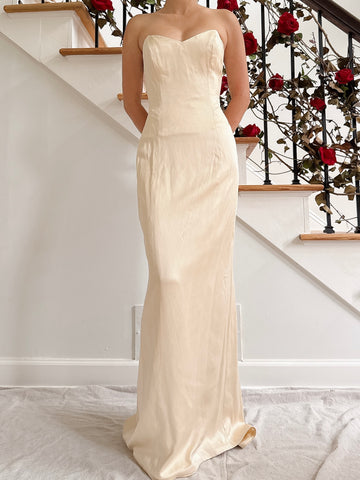 Vintage Silk Strapless Gown - XS