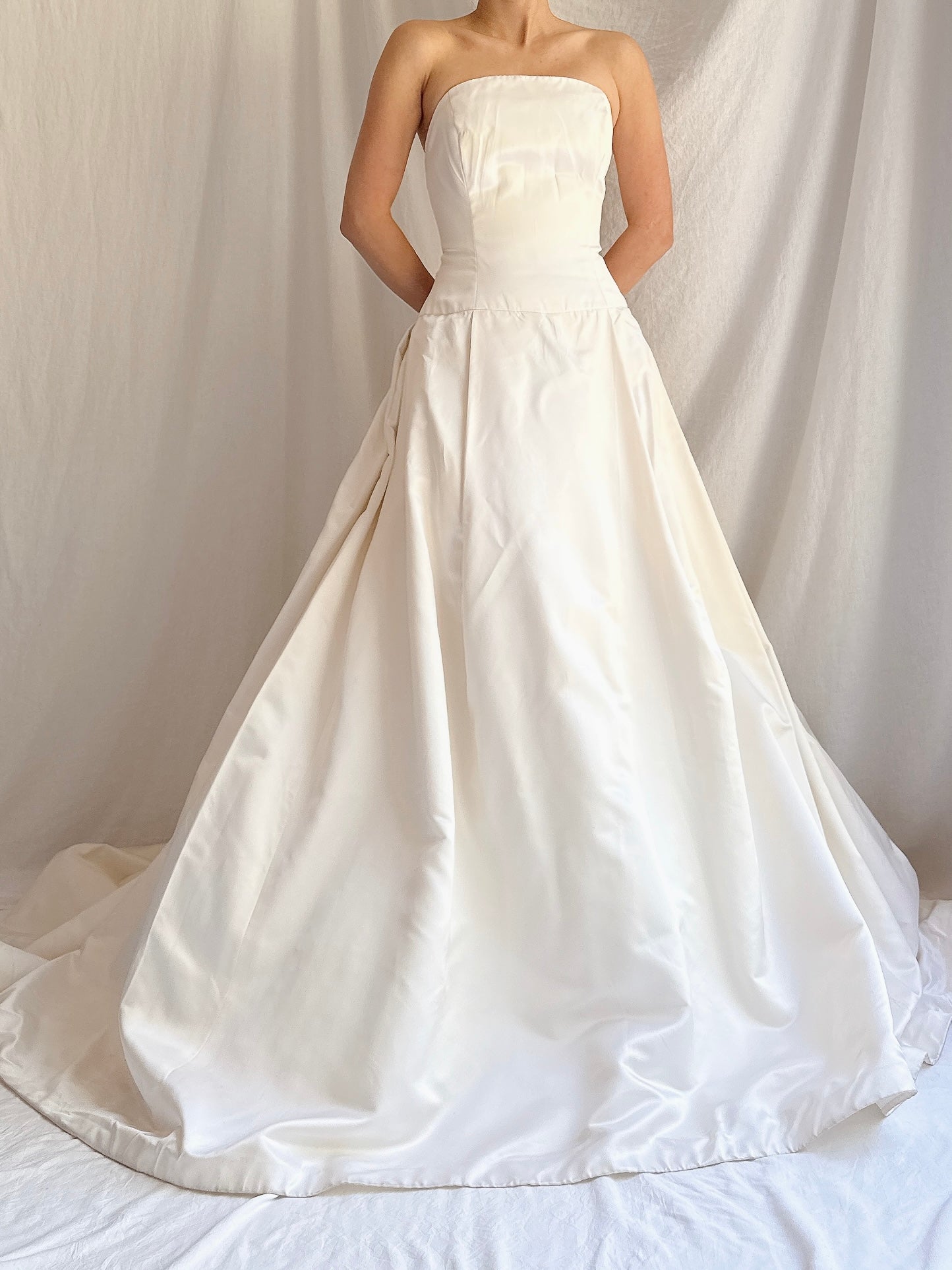 Vintage Silk/Rayon Satin Dropped Waist Gown - S