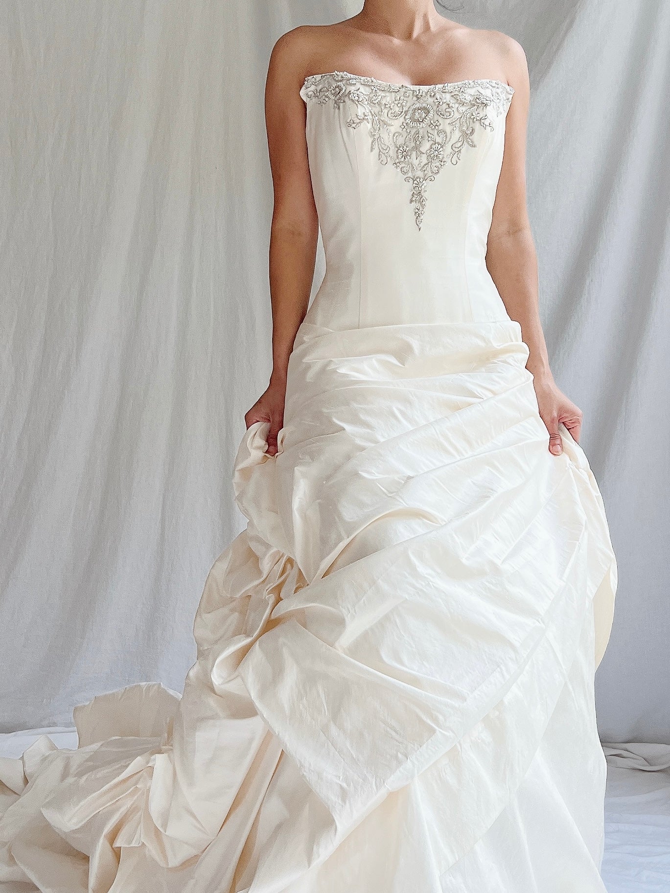Angelina Faccenda Silk Ruche Gown -  S/6