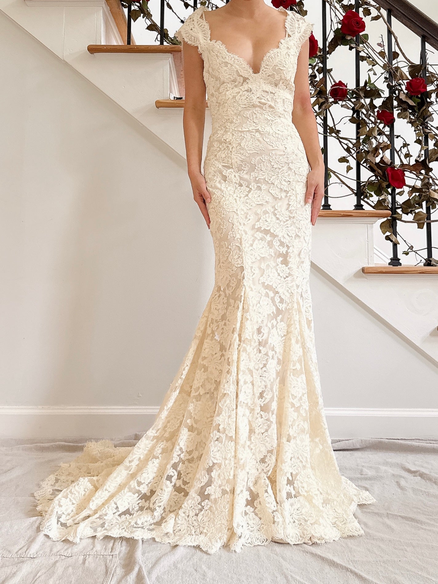 Vintage Monique Llhuilier Lace and Silk Gown - XS/S