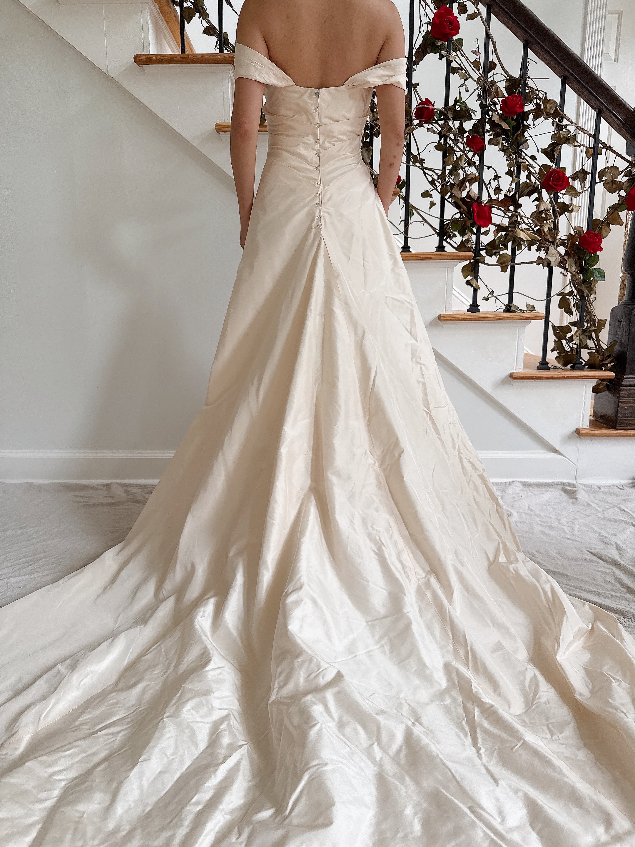 Vintage Silk Draped Gown - S