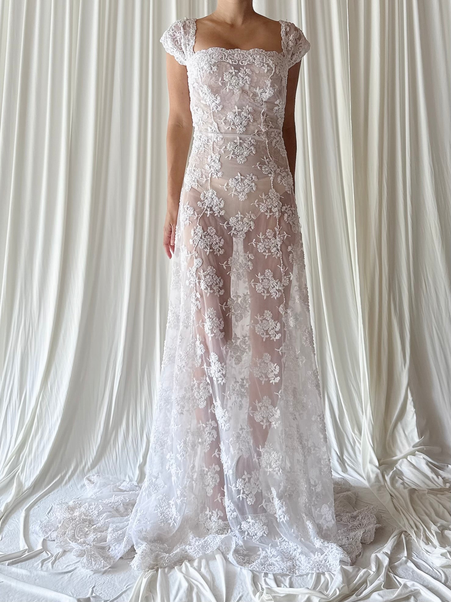 00 Tulle Beaded Dress - S