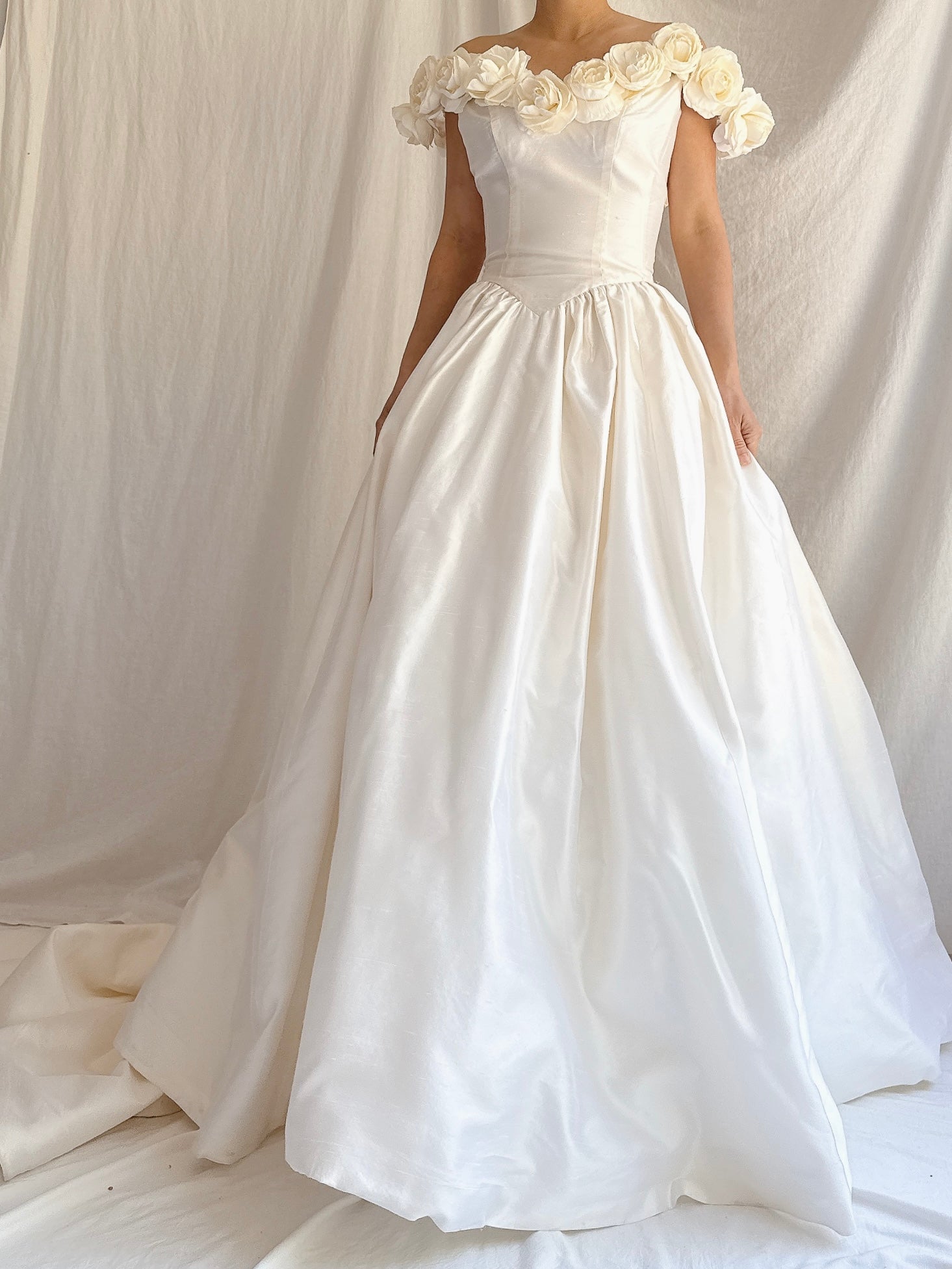 Vintage Silk Rosette Gown - XS