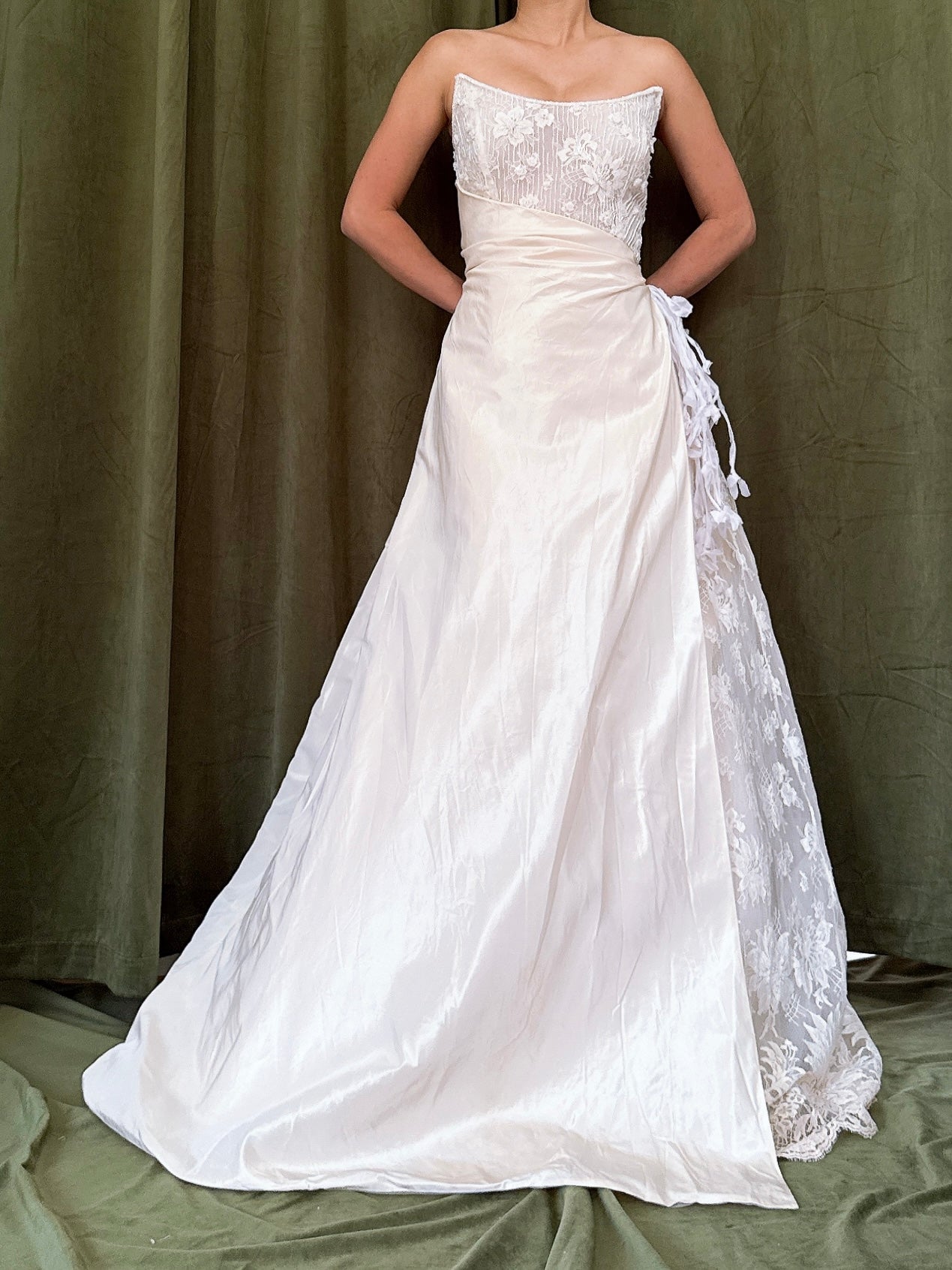 Vintage Norna Della Silk Lace Bustier Gown - M