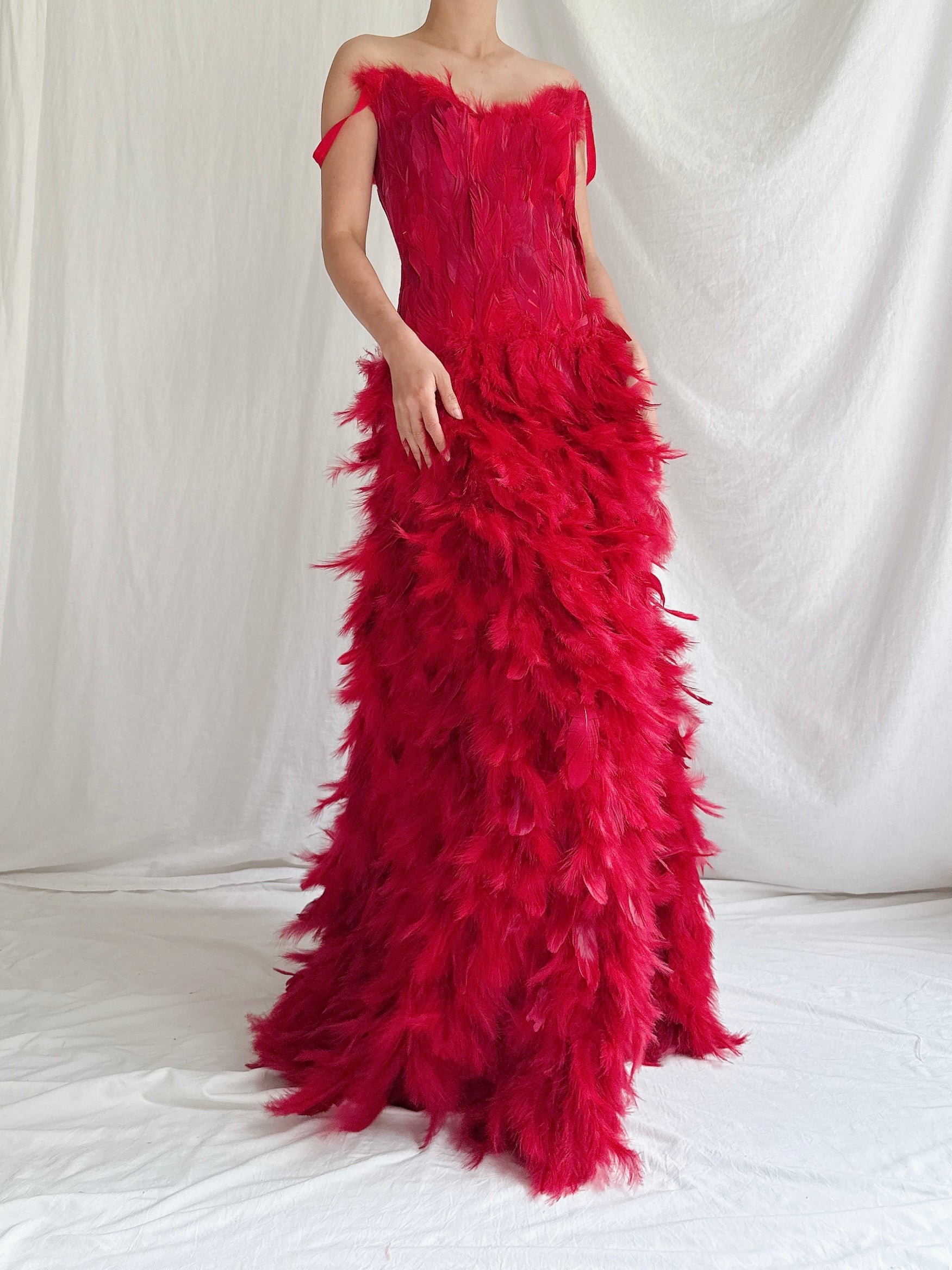 Vintage Feather Gown - M