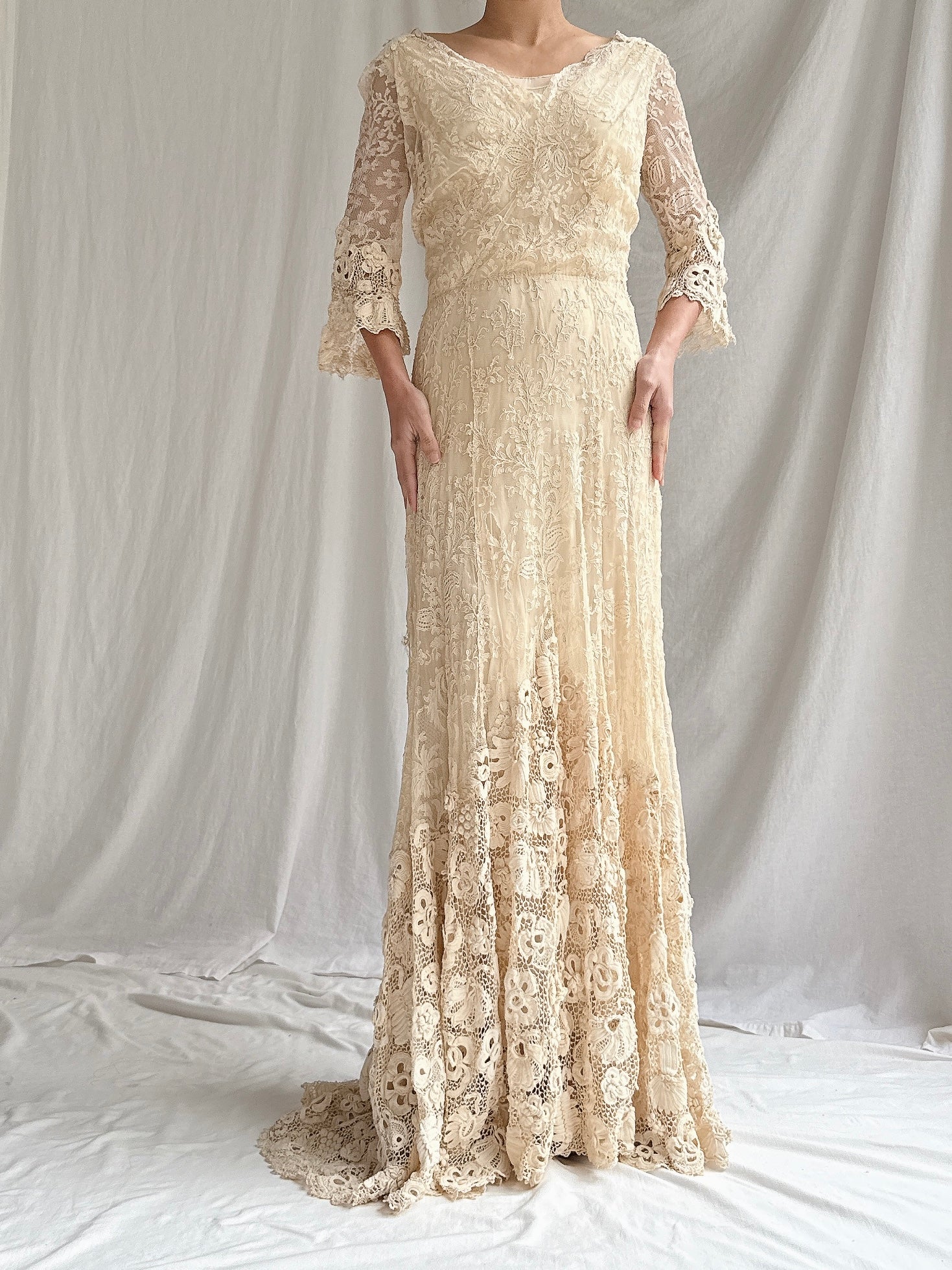 Antique French and Irish Lace Gown - XS