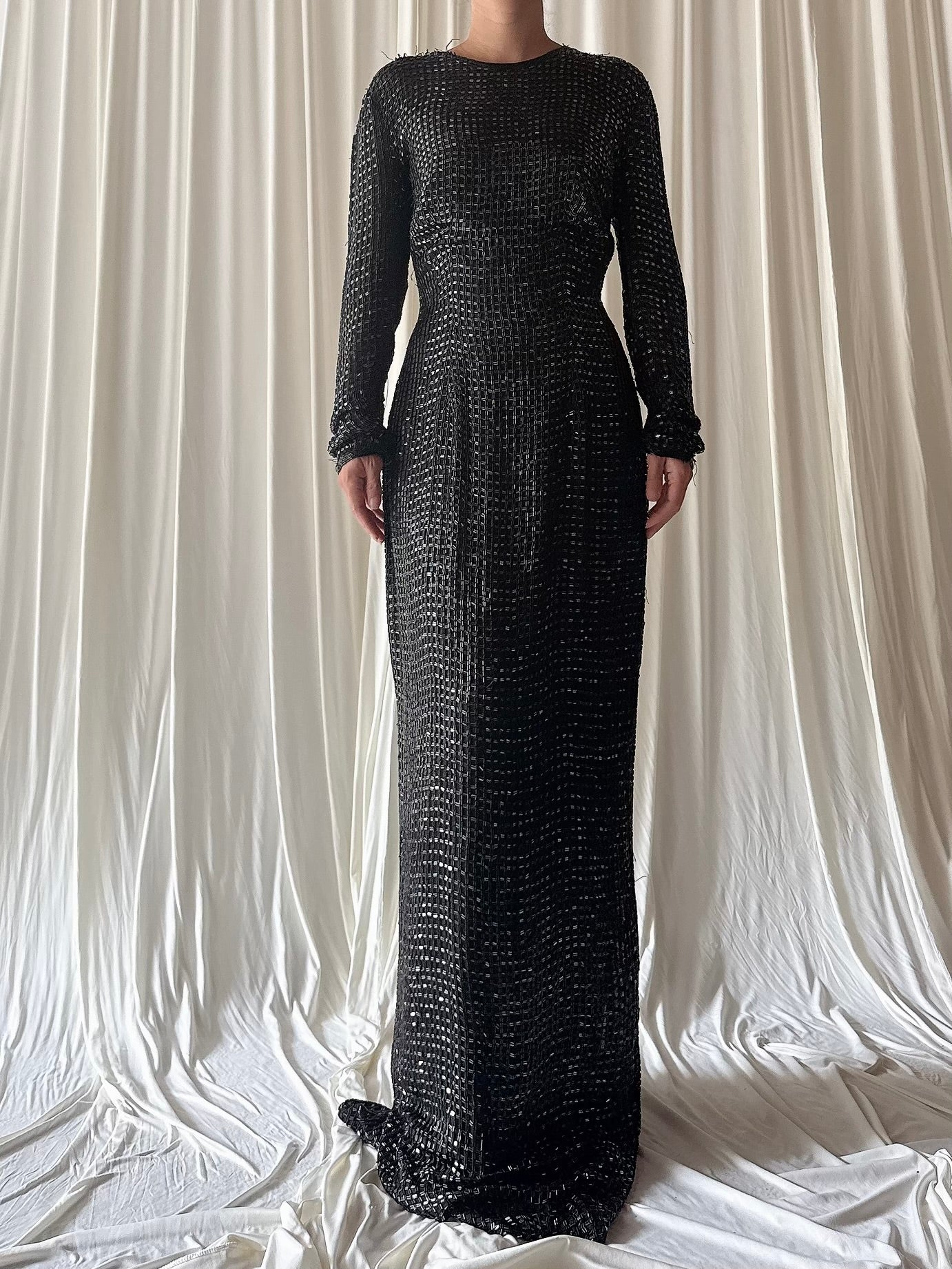 Vintage Steven Yearrick Black Silk Beaded Gown - M/6