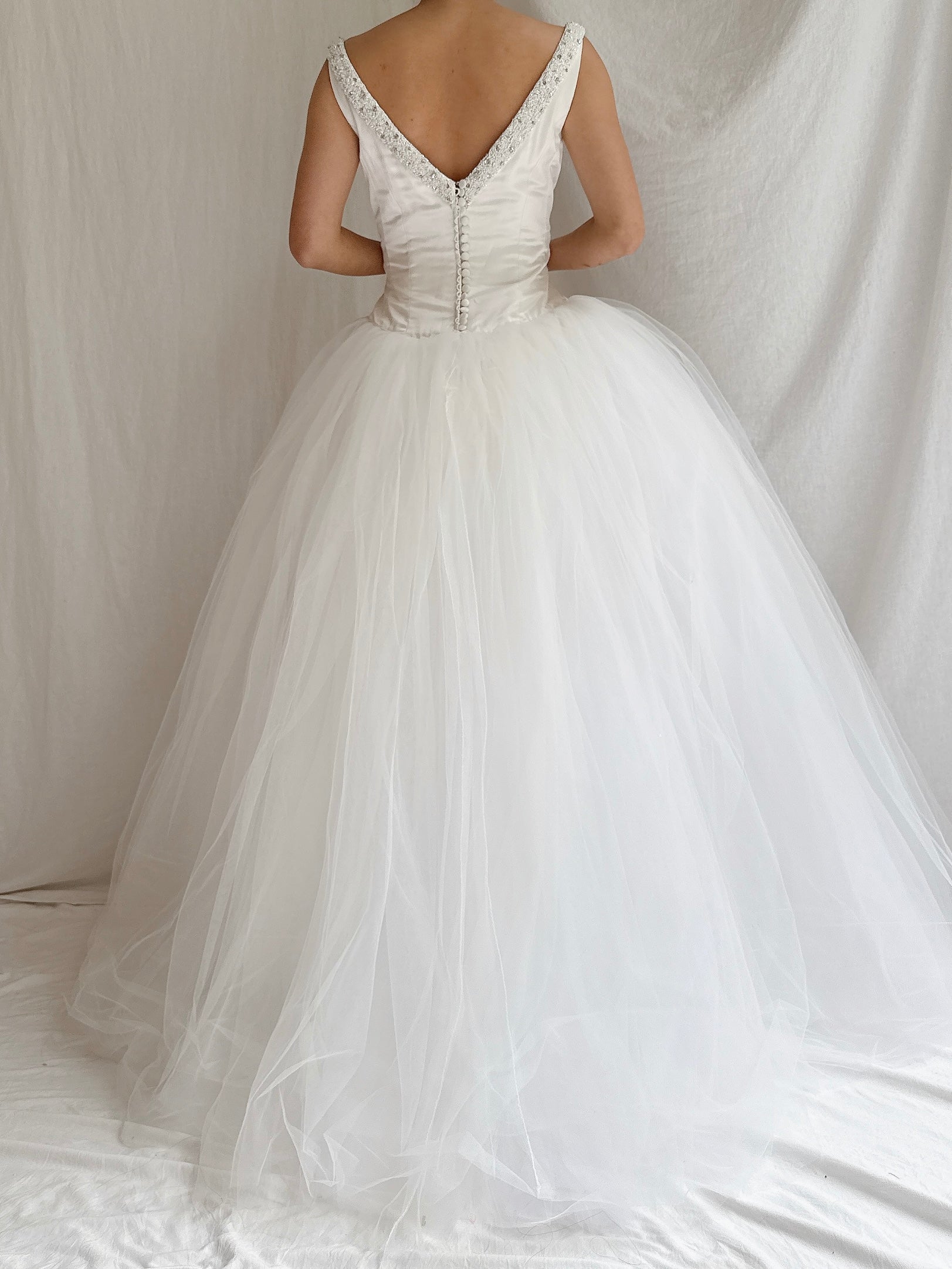 Vintage Diamond Collection Silk and Tulle Gown - S/4