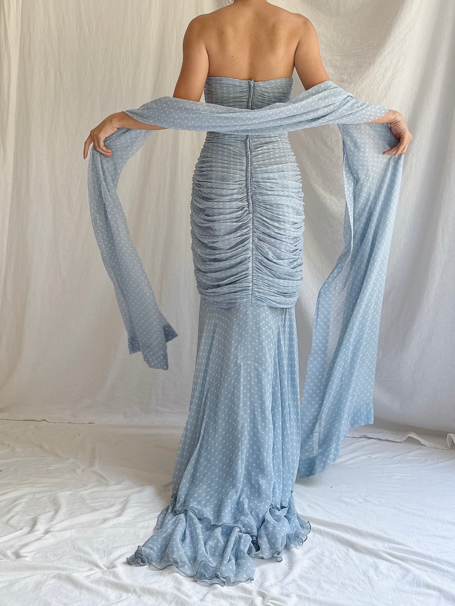 Vintage Silk Wayne Clark Gown w/ Scarf - S/M 6/8