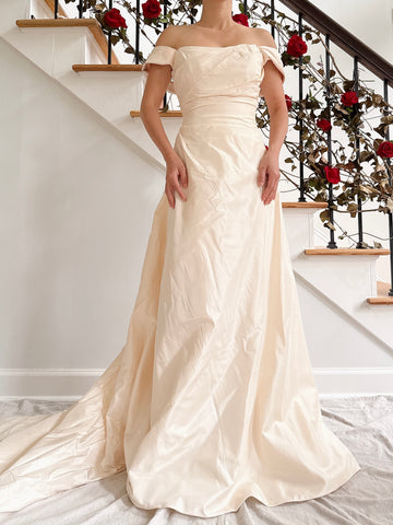 Vintage Silk Draped Gown - S
