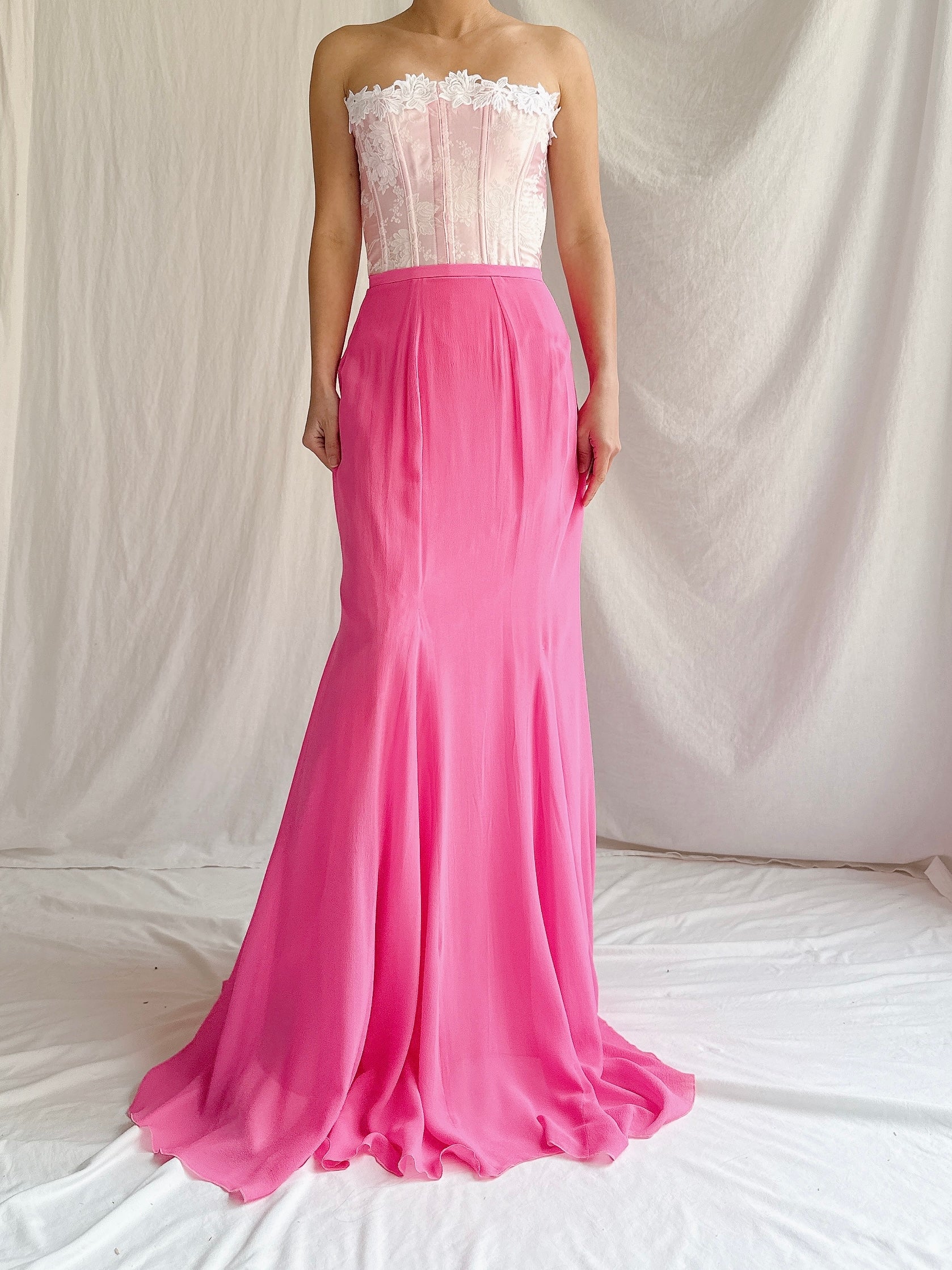 Vintage Pink Silk Skirt - M