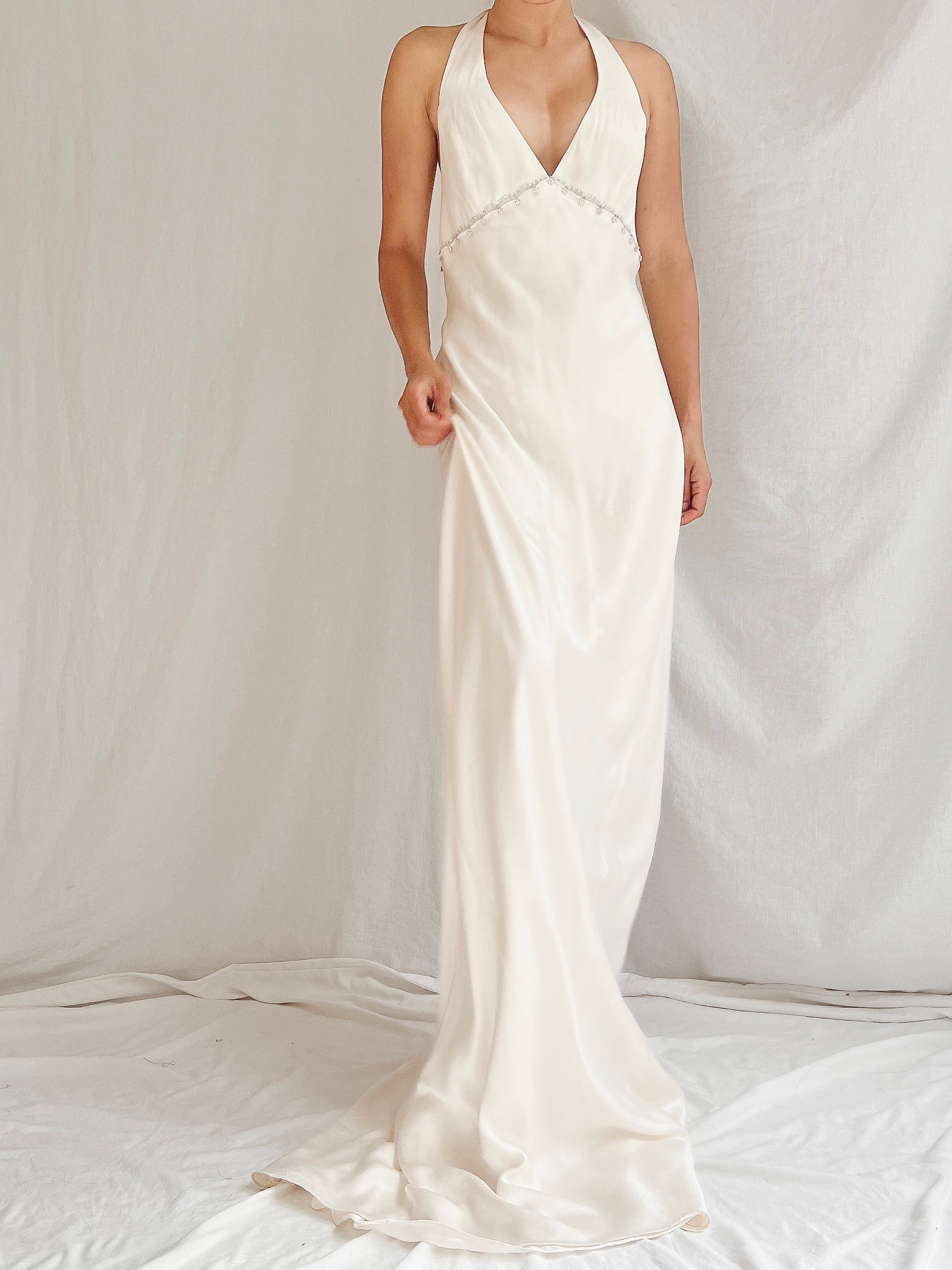 Vintage Monique Llhuilier Silk Charmeuse Gown - S-M