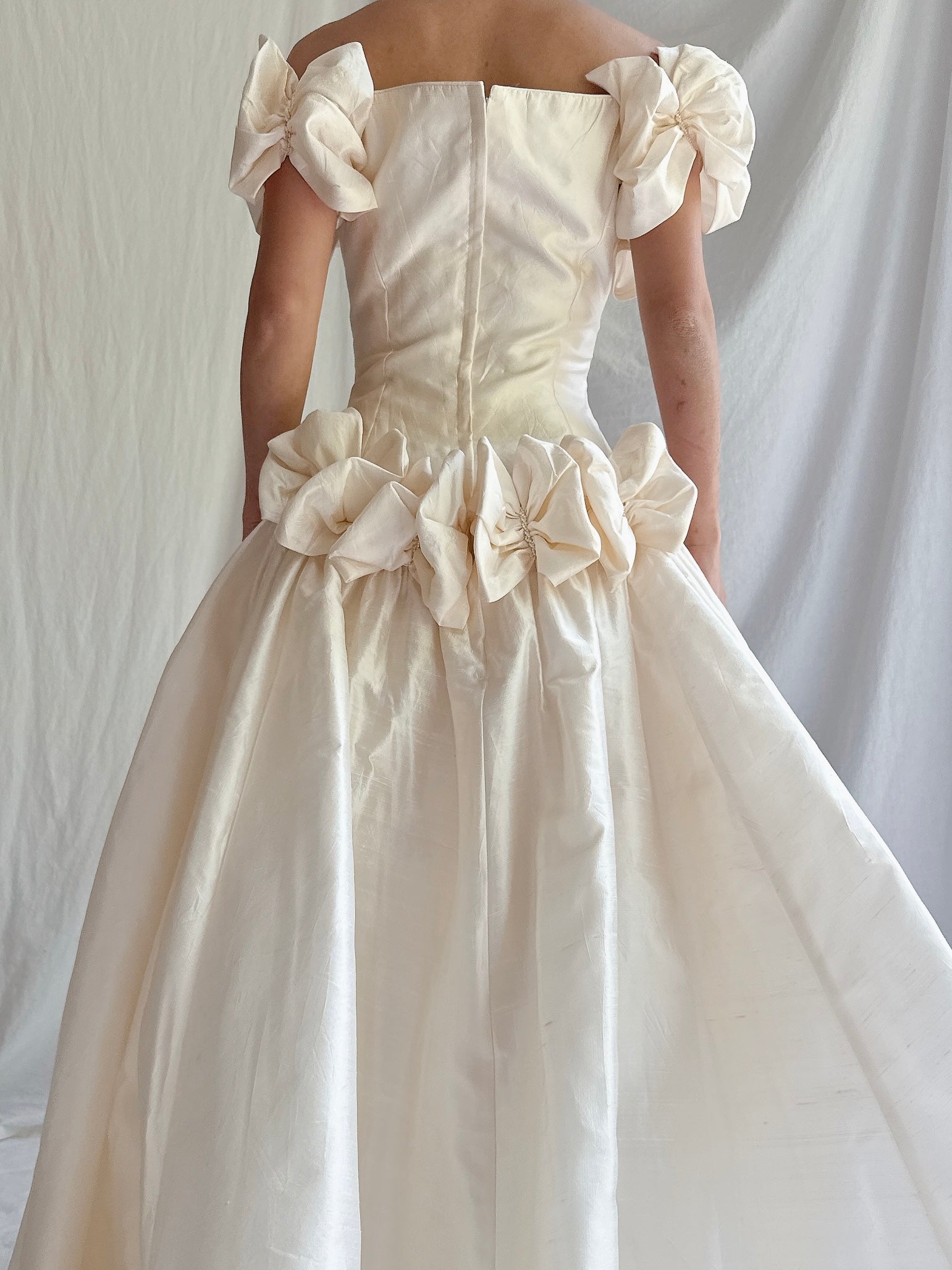 RESERVED Vintage Silk Bow Sleeves Gown - S/M