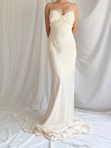 Vintage Silk Charmeuse Gown - XS/2-4