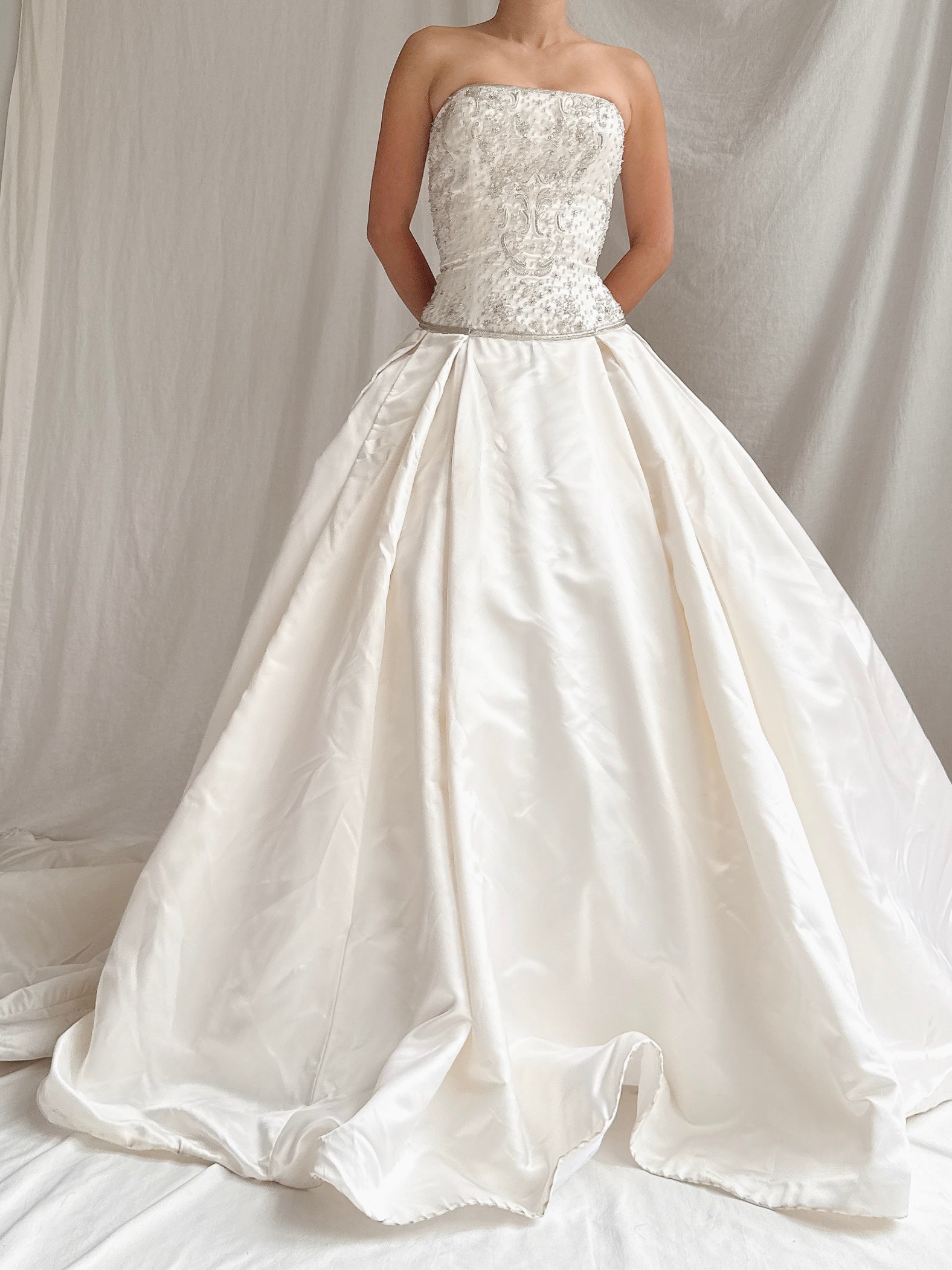 Vintage Silk Strapless Gown - M