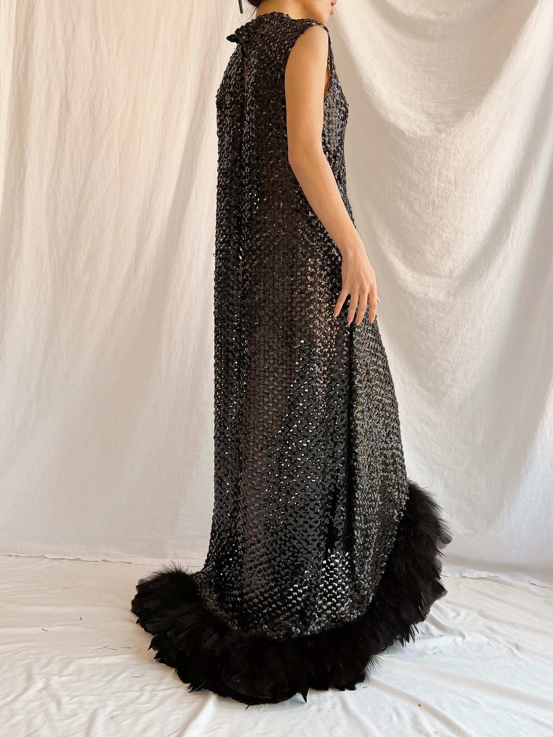 1960s Sheer Knitted Sequins Dress - M/L