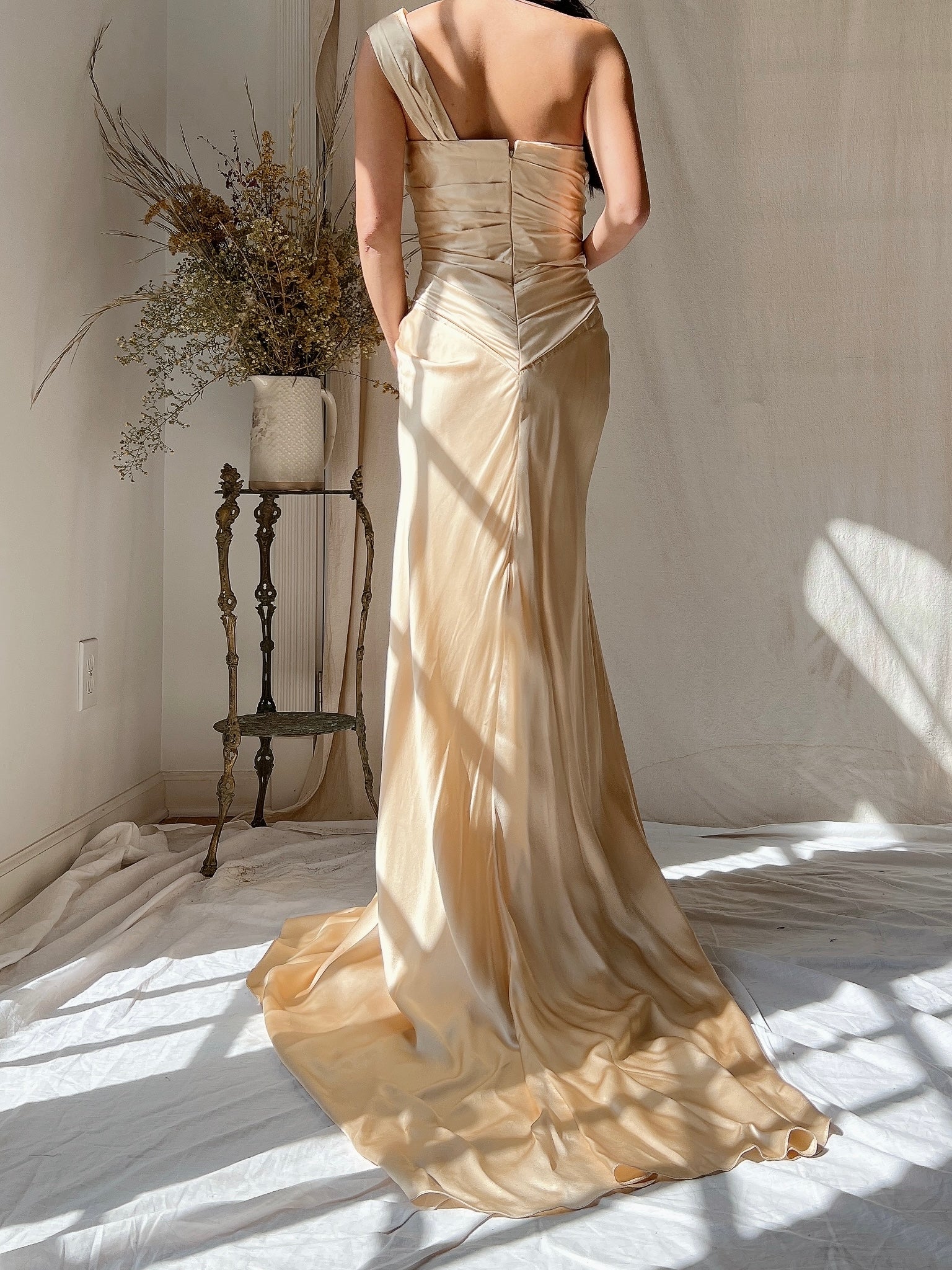 Vintage David Fielden Charmeuse Silk Dress - S