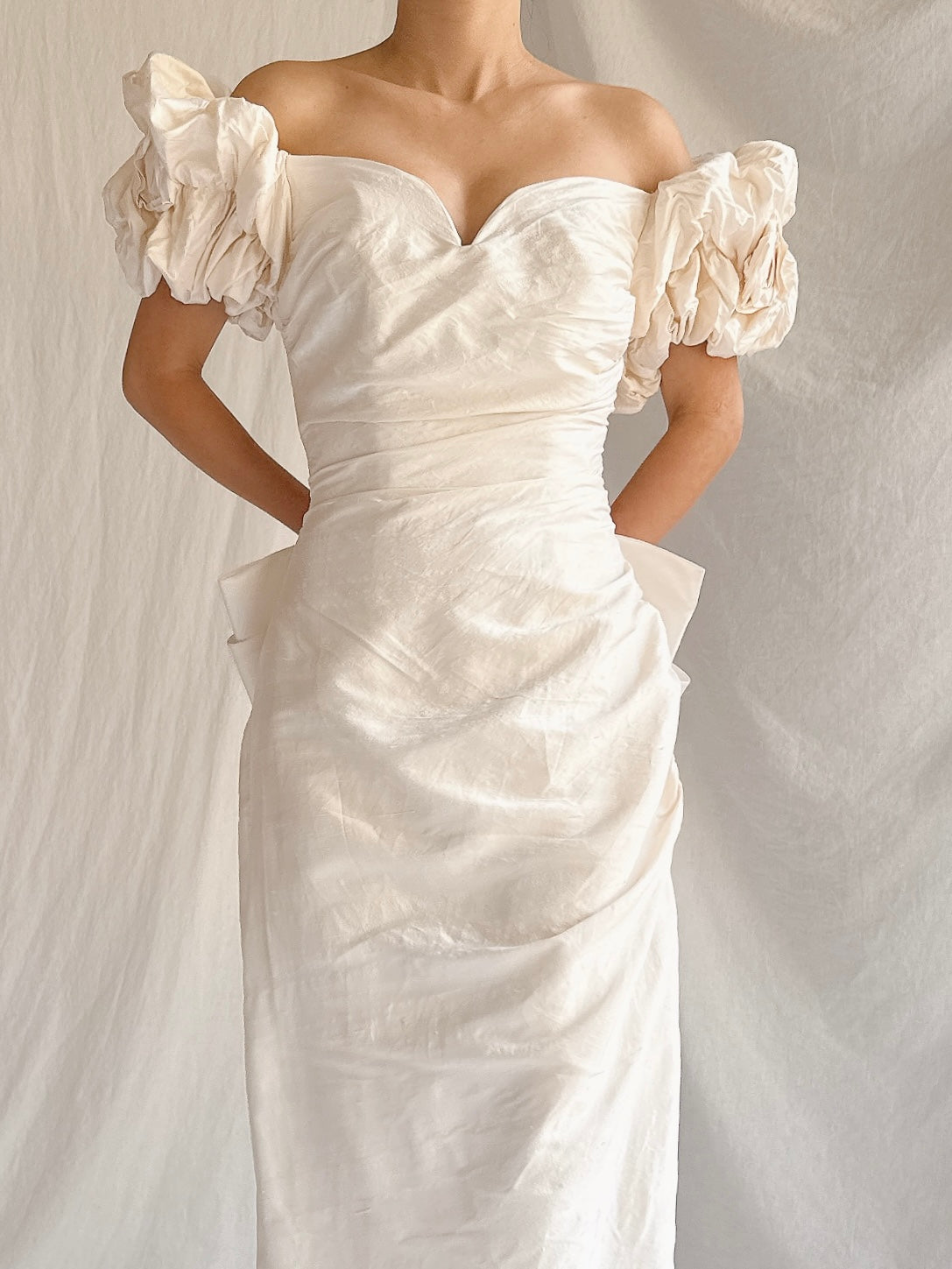 1980s/90s Raw Silk Column Gown - XS