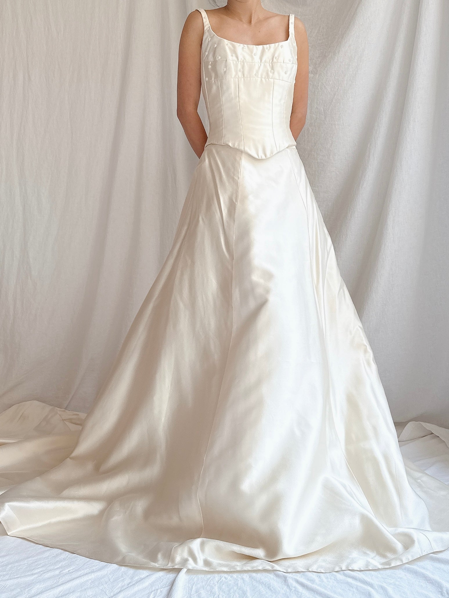 Vintage Silk 2-Piece Wedding Ensemble - S/M 6 UK12
