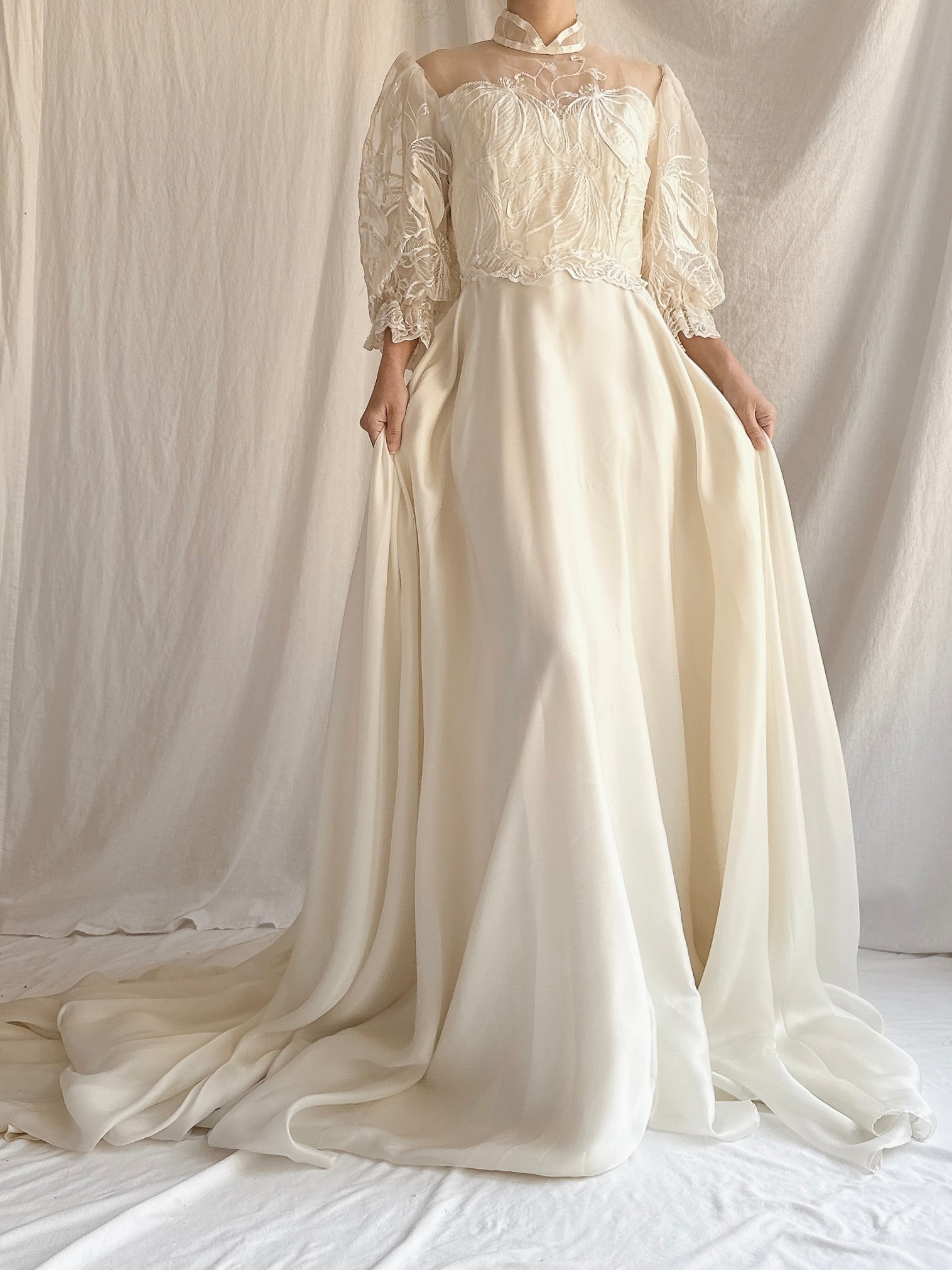 Vintage Puff Sleeve Gown - S