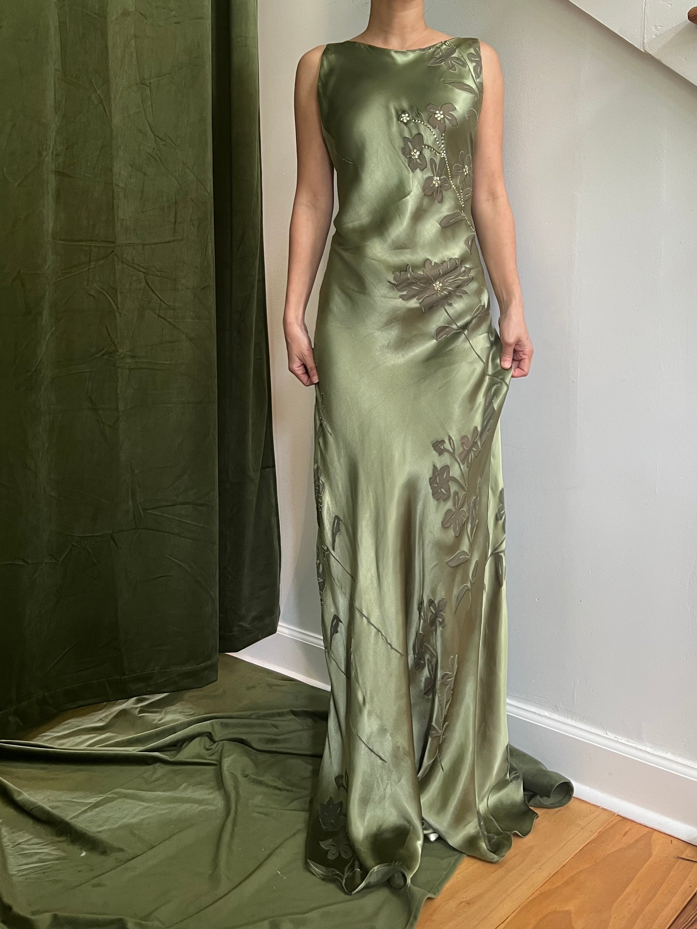 1990s Moss Rayon Burnout Dress - M