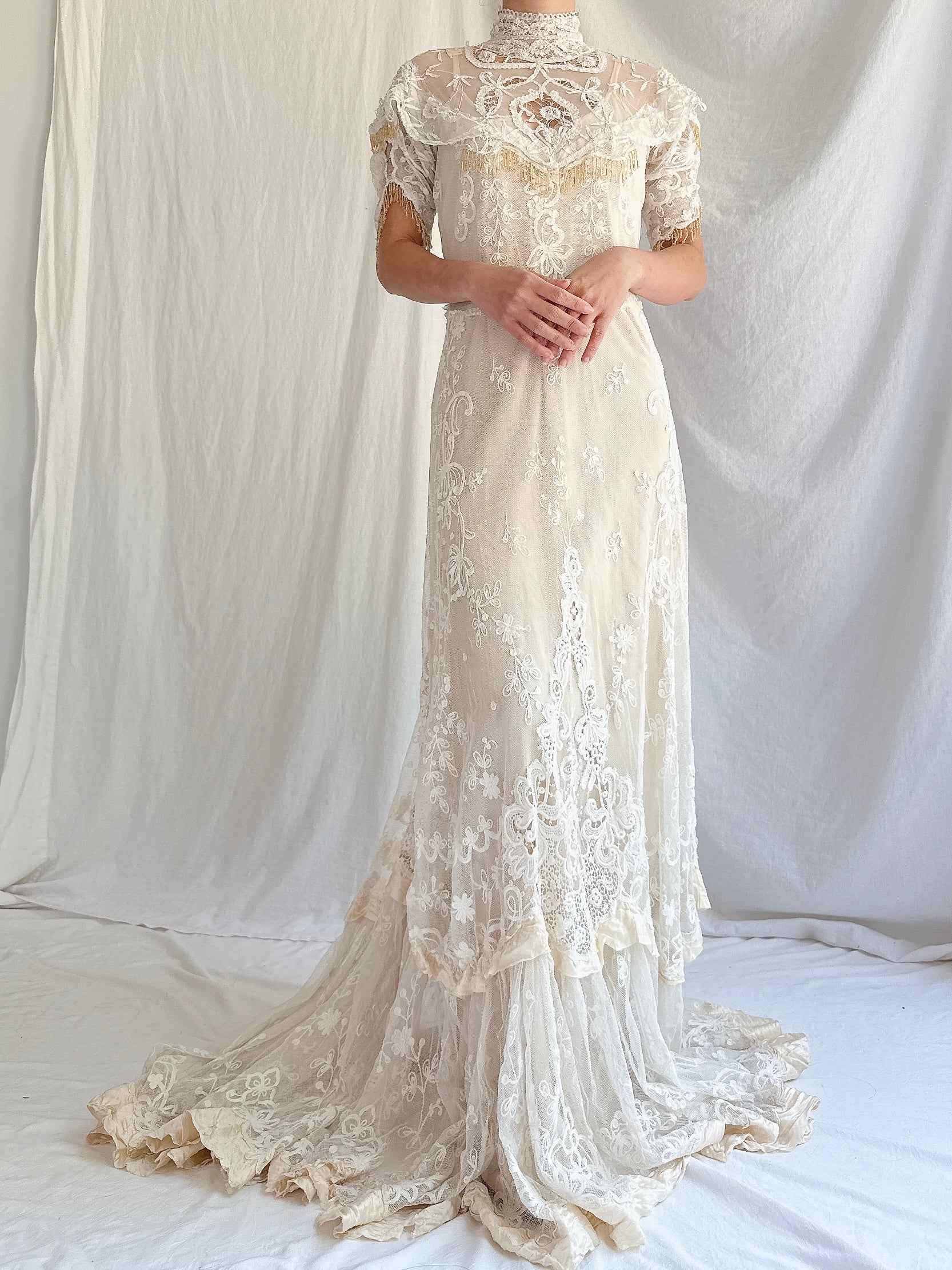 Antique Tambour Lace Gown - XS