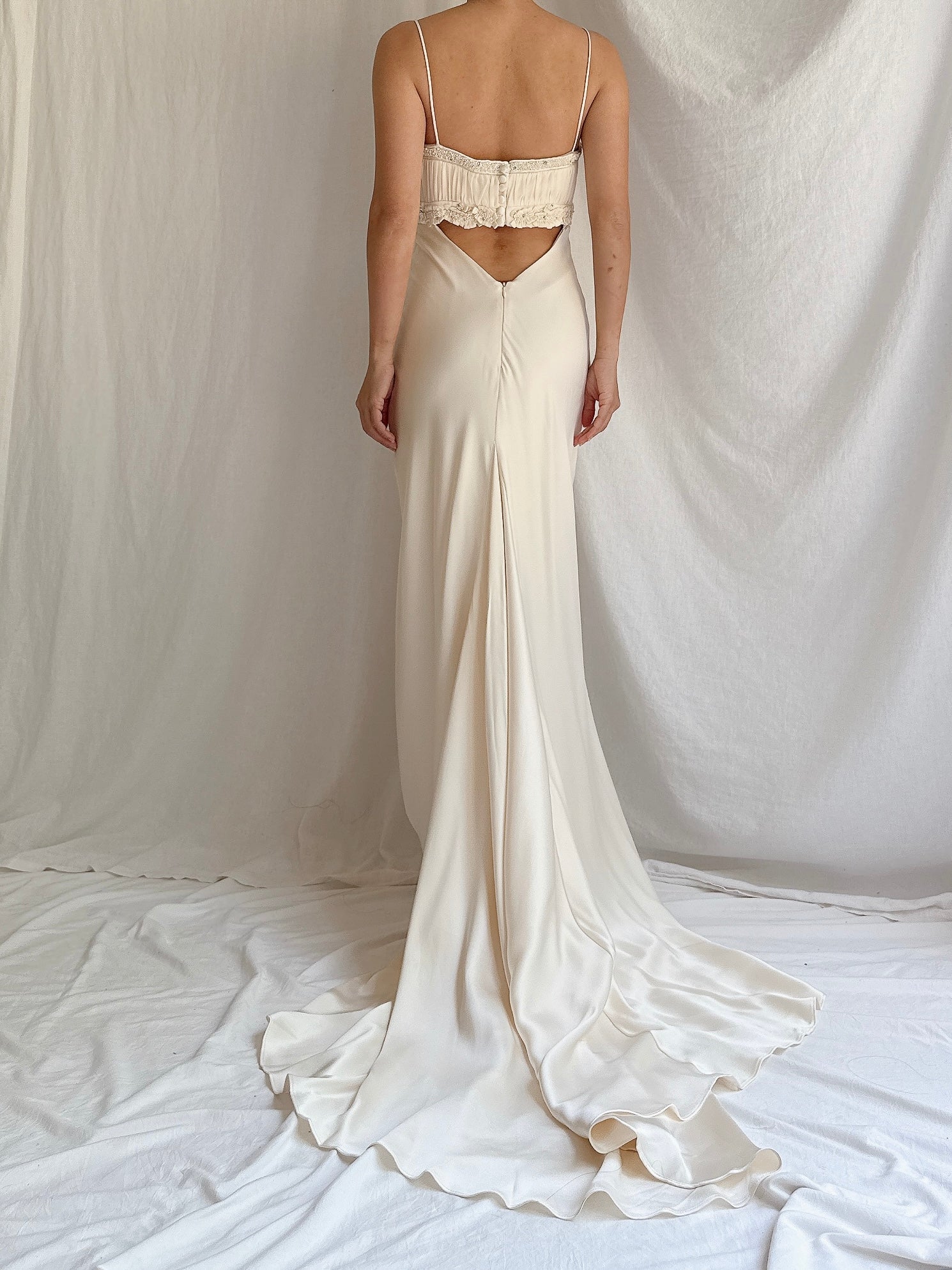 Vintage Silk Charmeuse Gown - XS/2-4