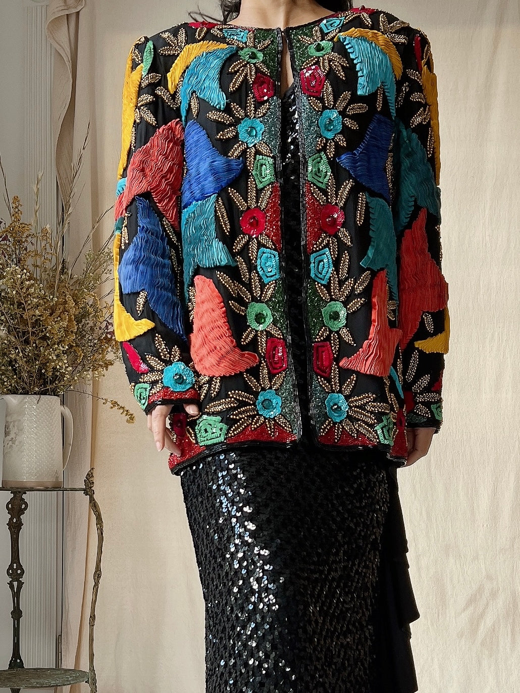 Vintage Silk Ribbon Jacket - M