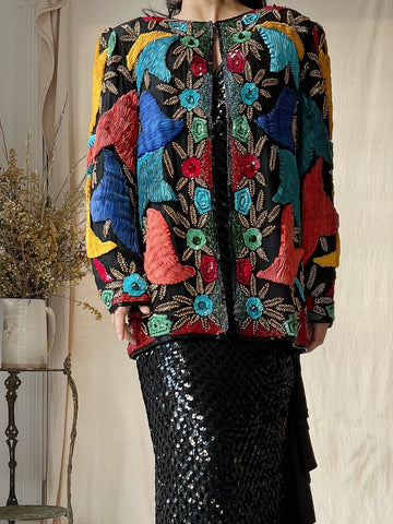Vintage Silk Ribbon Jacket - M