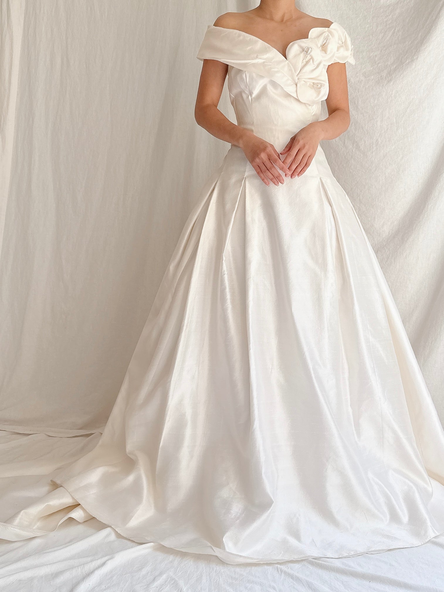 Vintage Raw Silk Calla Lily Dress - M/6