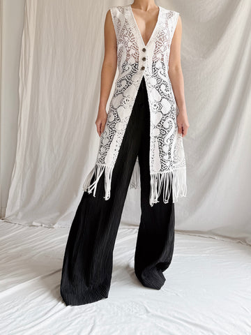 Vintage Carbur Fringe Duster Vest - S
