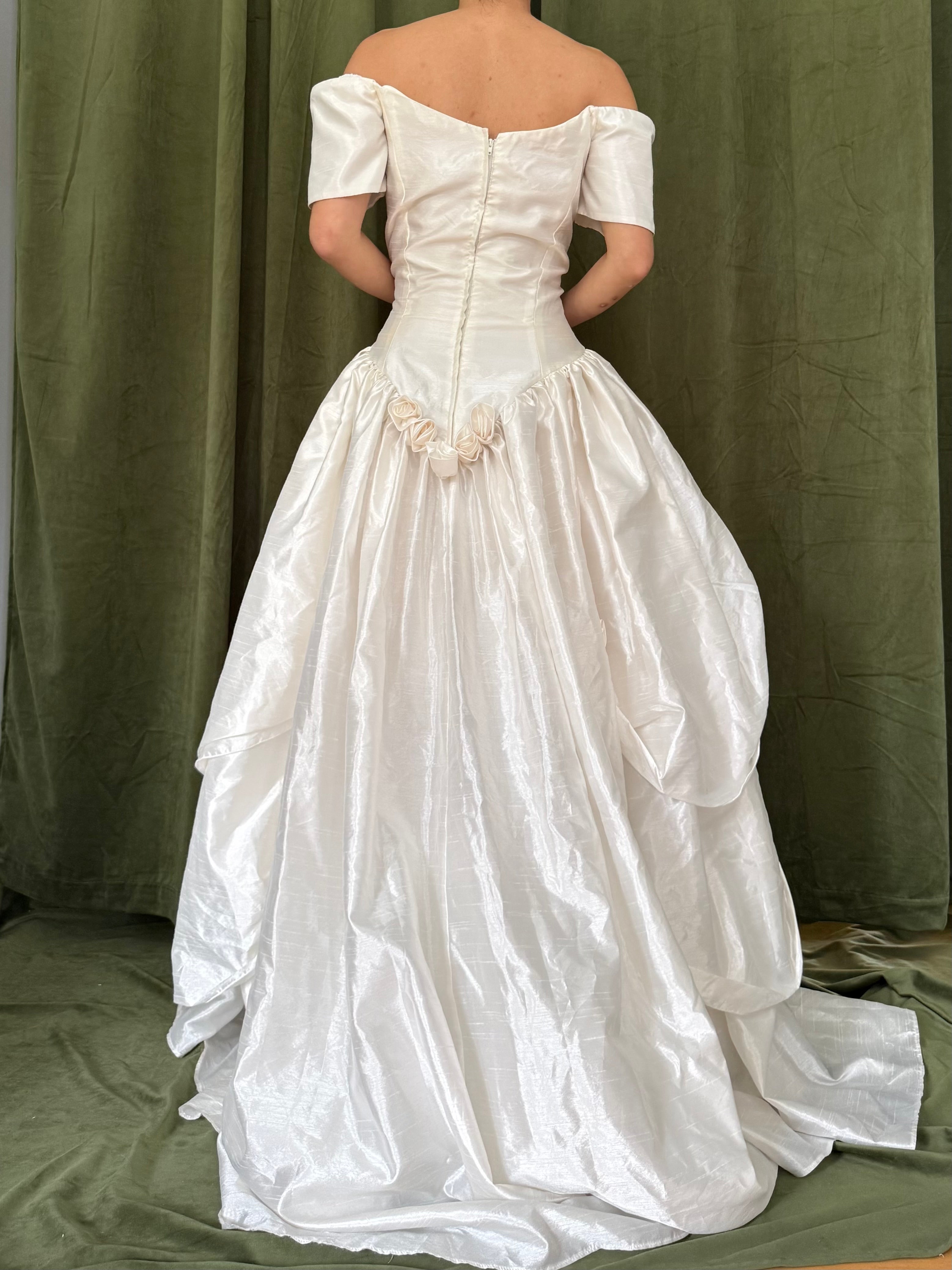 Vintage Taffeta Basque Waist Dress - M