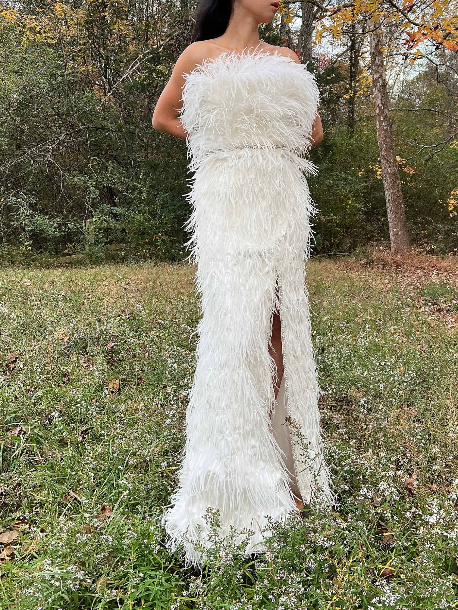 Ostrich Strapless Feather Dress - S/4/6