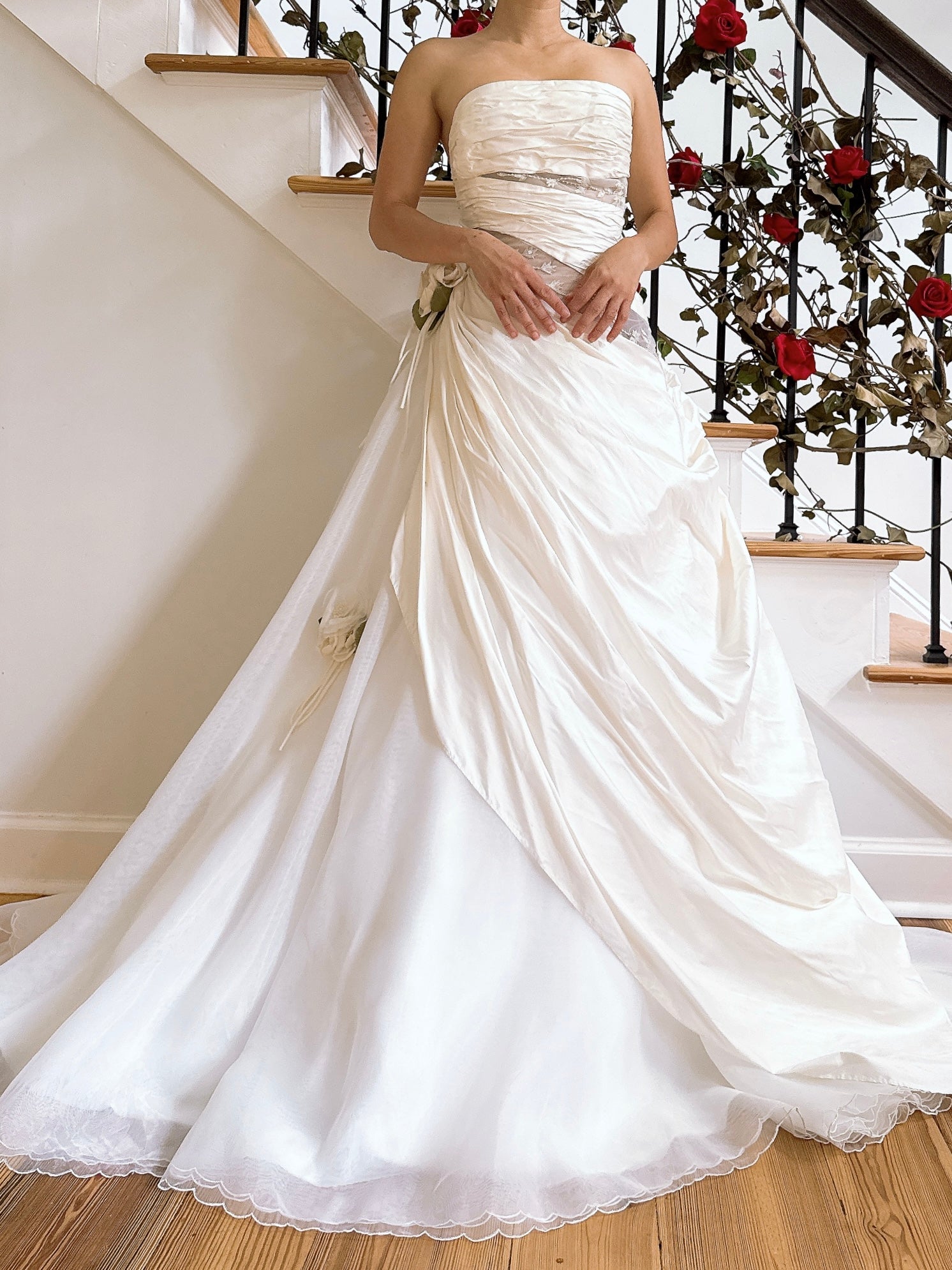 00 Saint Pucci Silk Strapless Draped Gown - M