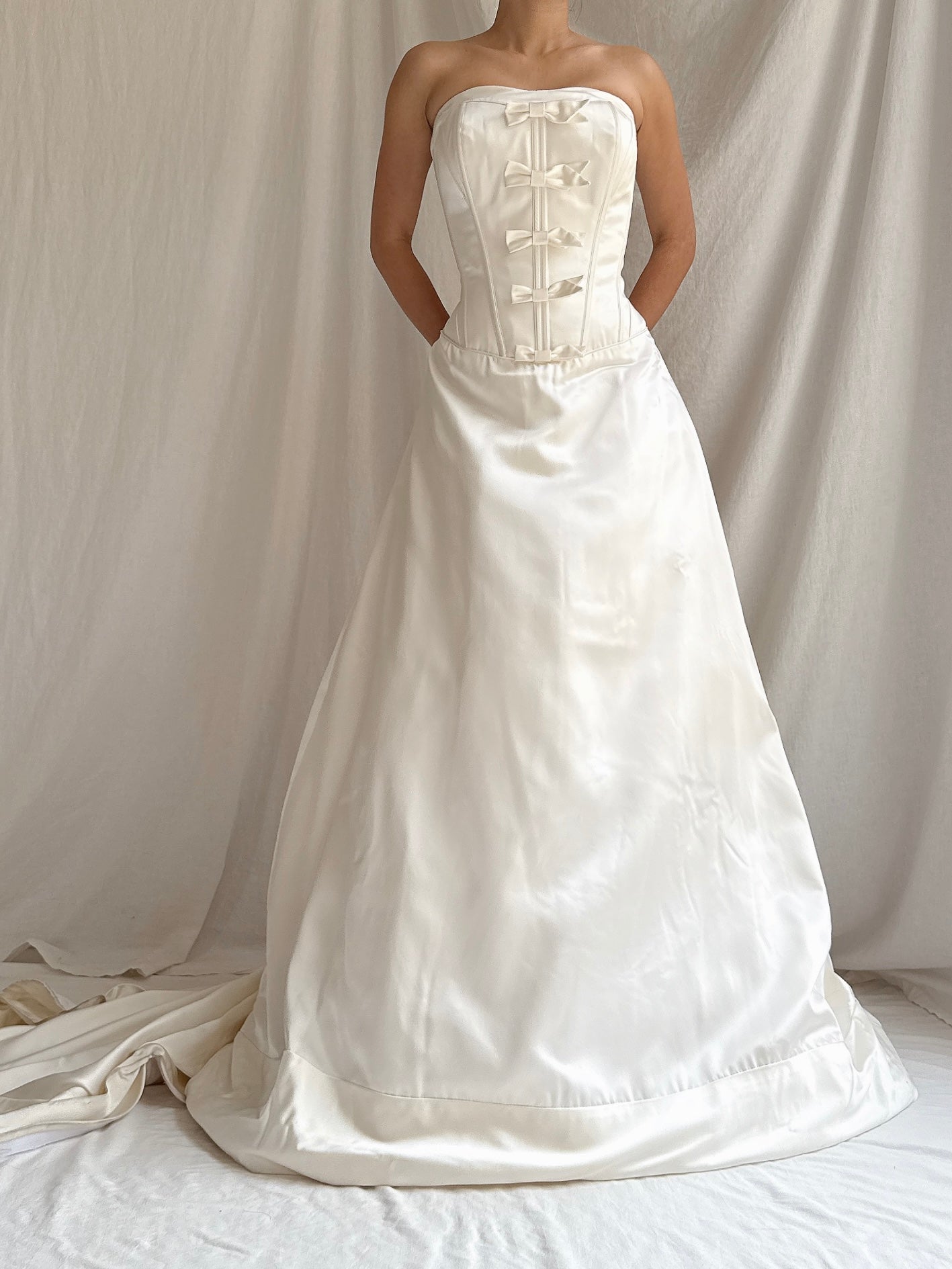 Vintage Randy Fenoli Silk and Satin Strapless Dress - M